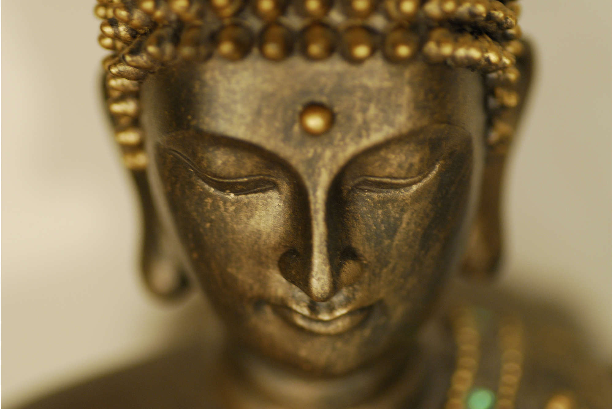             Fototapete Nahaufnahme von Buddha-Figur – Perlmutt Glattvlies
        