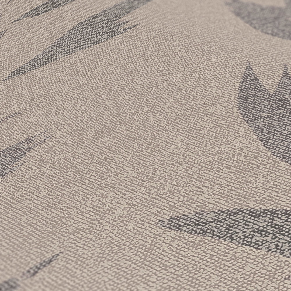            Vliestapete Blättermotiv abstrakt, Textiloptik – Braun, Beige
        