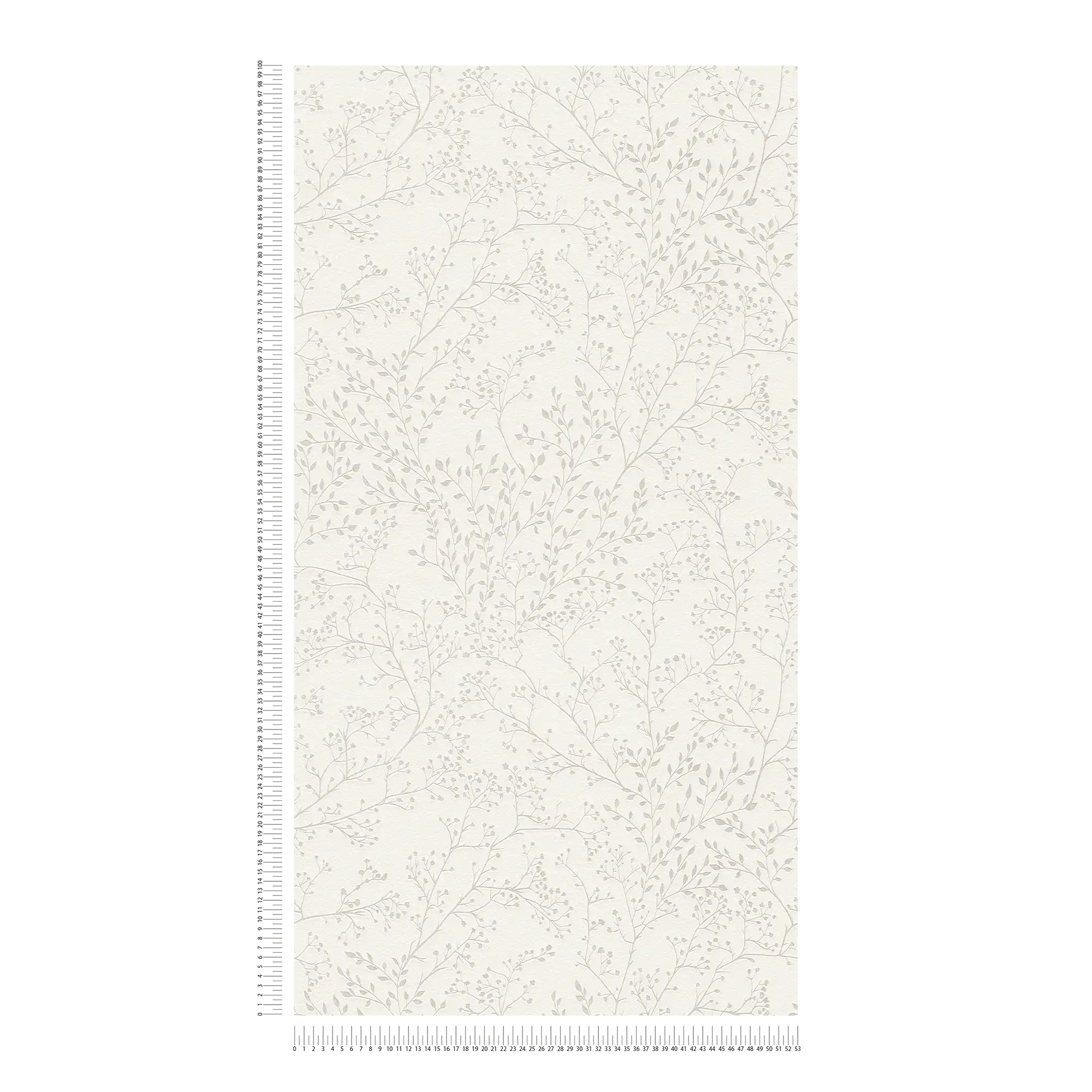             Einfarbige Tapete Cremeweiß mit Blätter Muster, Glanz & Struktureffekt
        