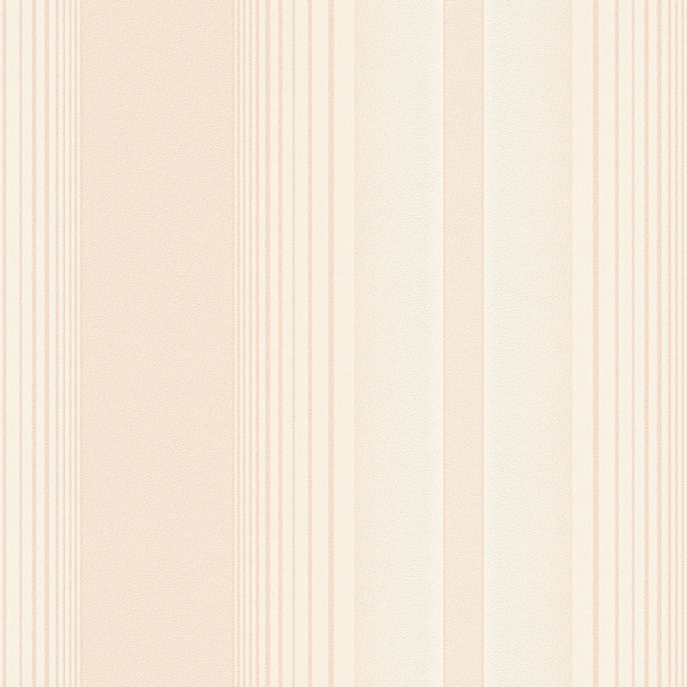             Streifen Tapete mit liniertem Muster – Creme, Rosa
        