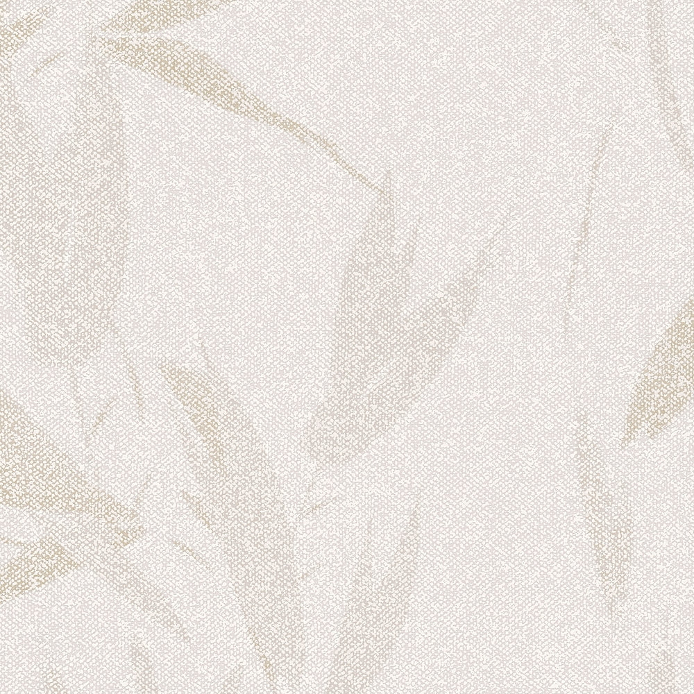             Vliestapete Blättermotiv abstrakt, Textiloptik – Creme, Beige
        