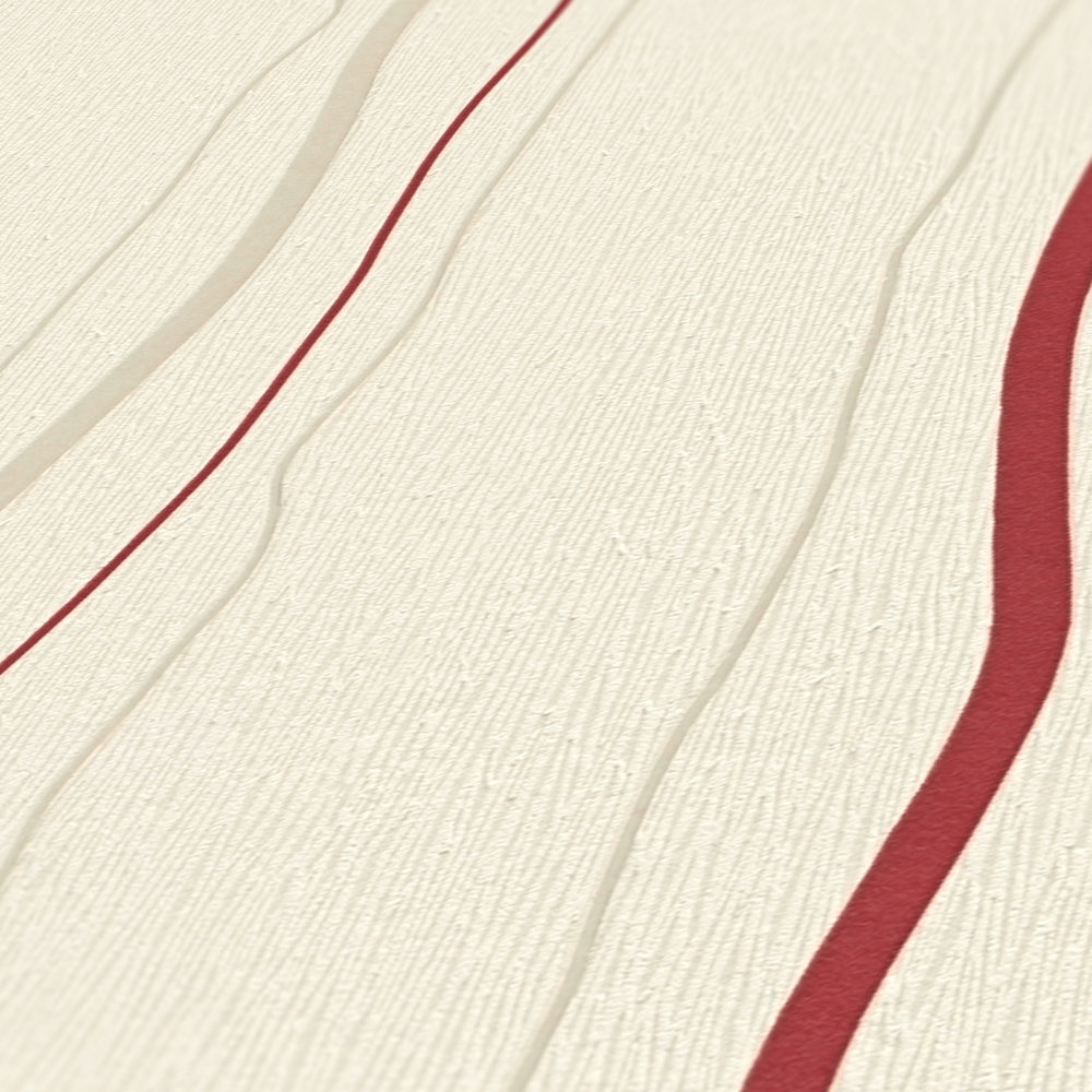             Tapete mit Linienmuster vertikal gestreift – Creme, Rot, Beige
        
