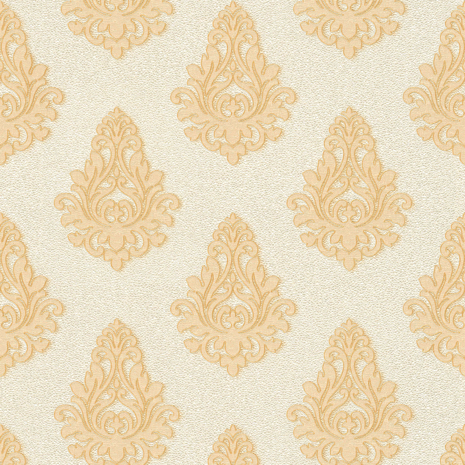             Ornament Tapete strukturiert mit Metallic-Effekt – Creme, Gold, Weiß
        