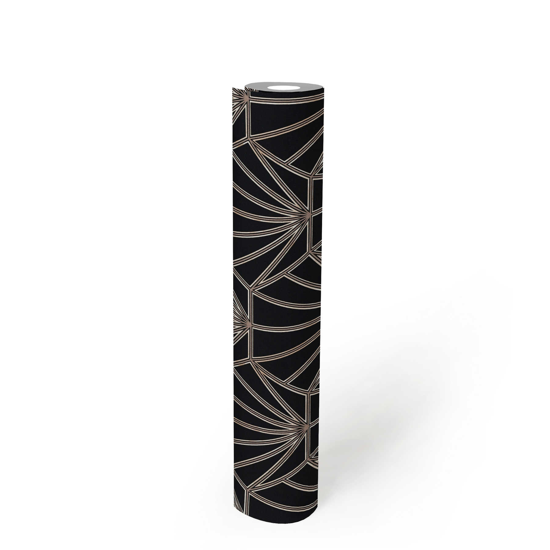             Tapete Art Déco Stil Retro Look & Linien Design – Schwarz, Bronze, Weiß
        