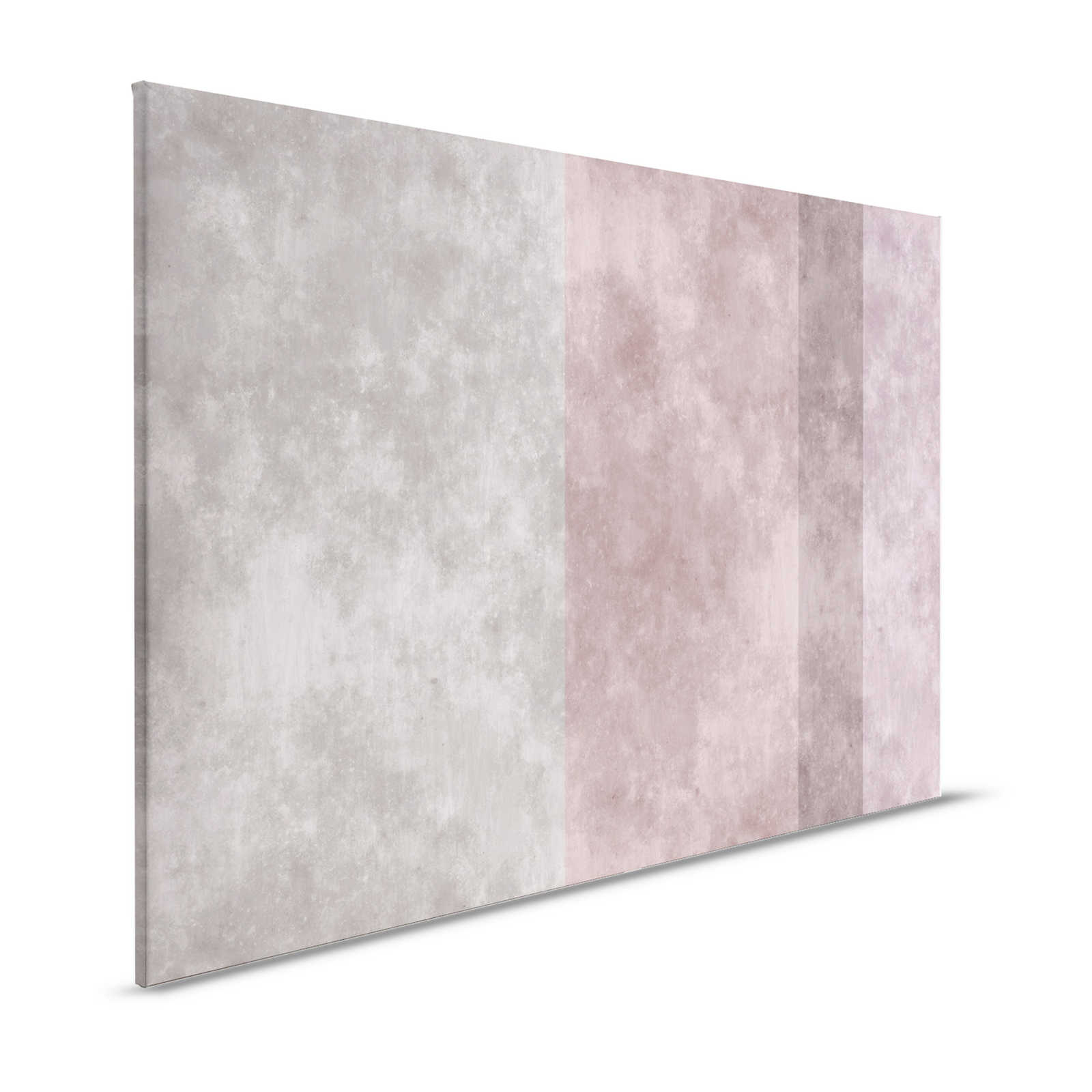 Betonoptik Leinwandbild mit Streifen | grau, rosa – 1,20 m x 0,80 m
