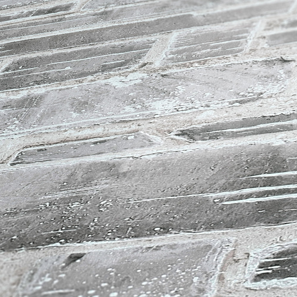             Tapete Steinmauer rustikal mit 3D-Effekt – Grau, Beige
        