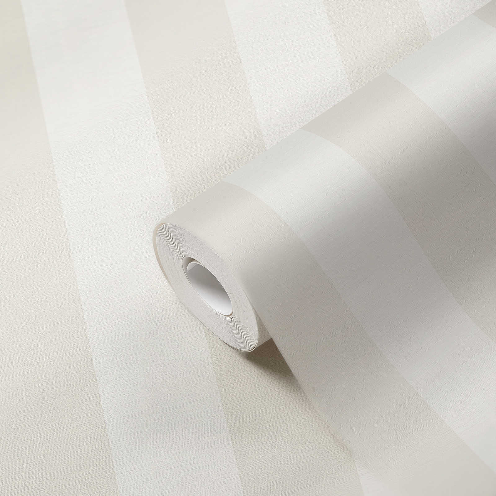             Blockstreifen-Tapete mit Textil-Look für junges Design – Beige, Weiß
        