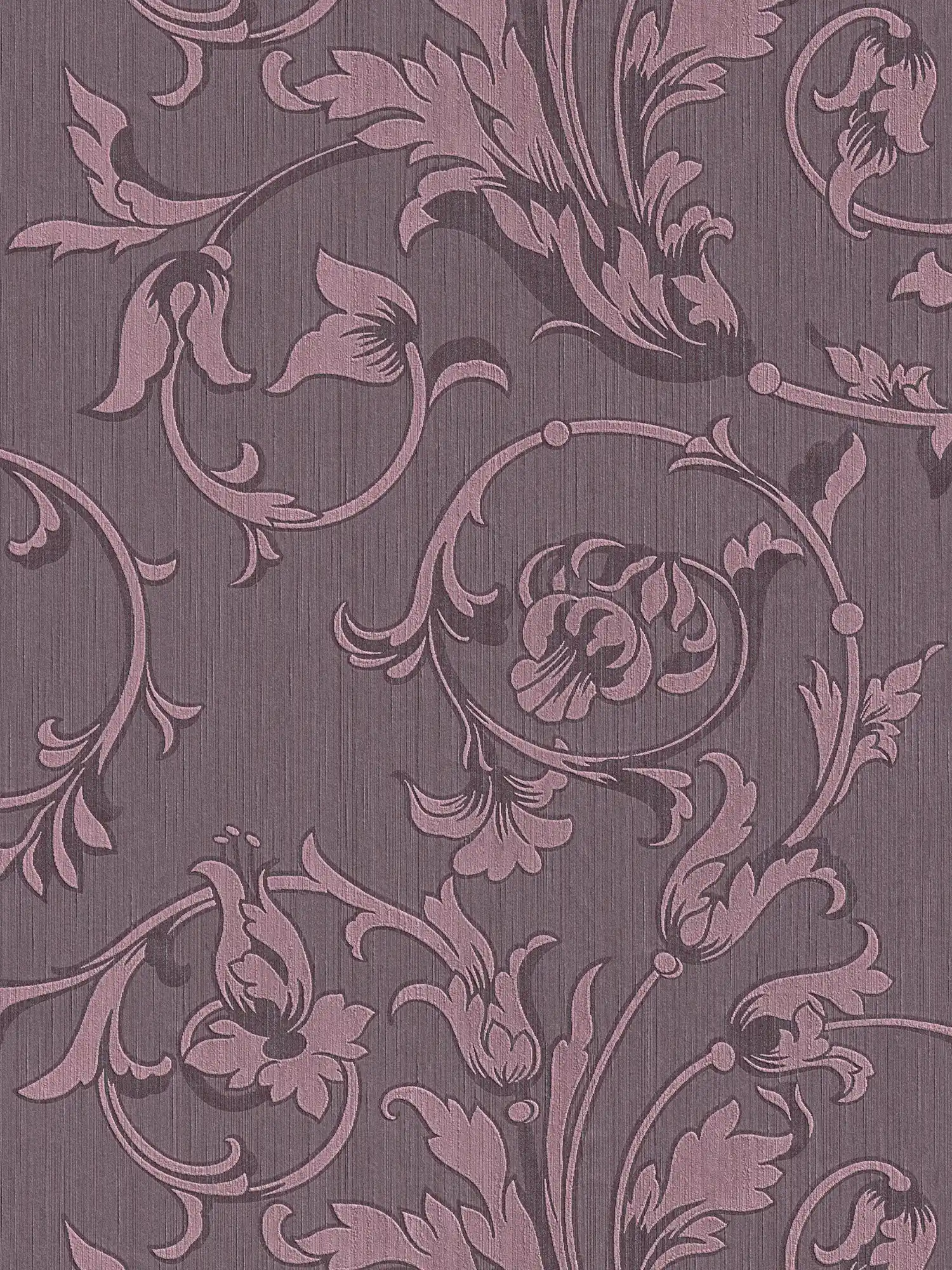 Ornament Tapete mit Seiden Textiloptik – Violett
