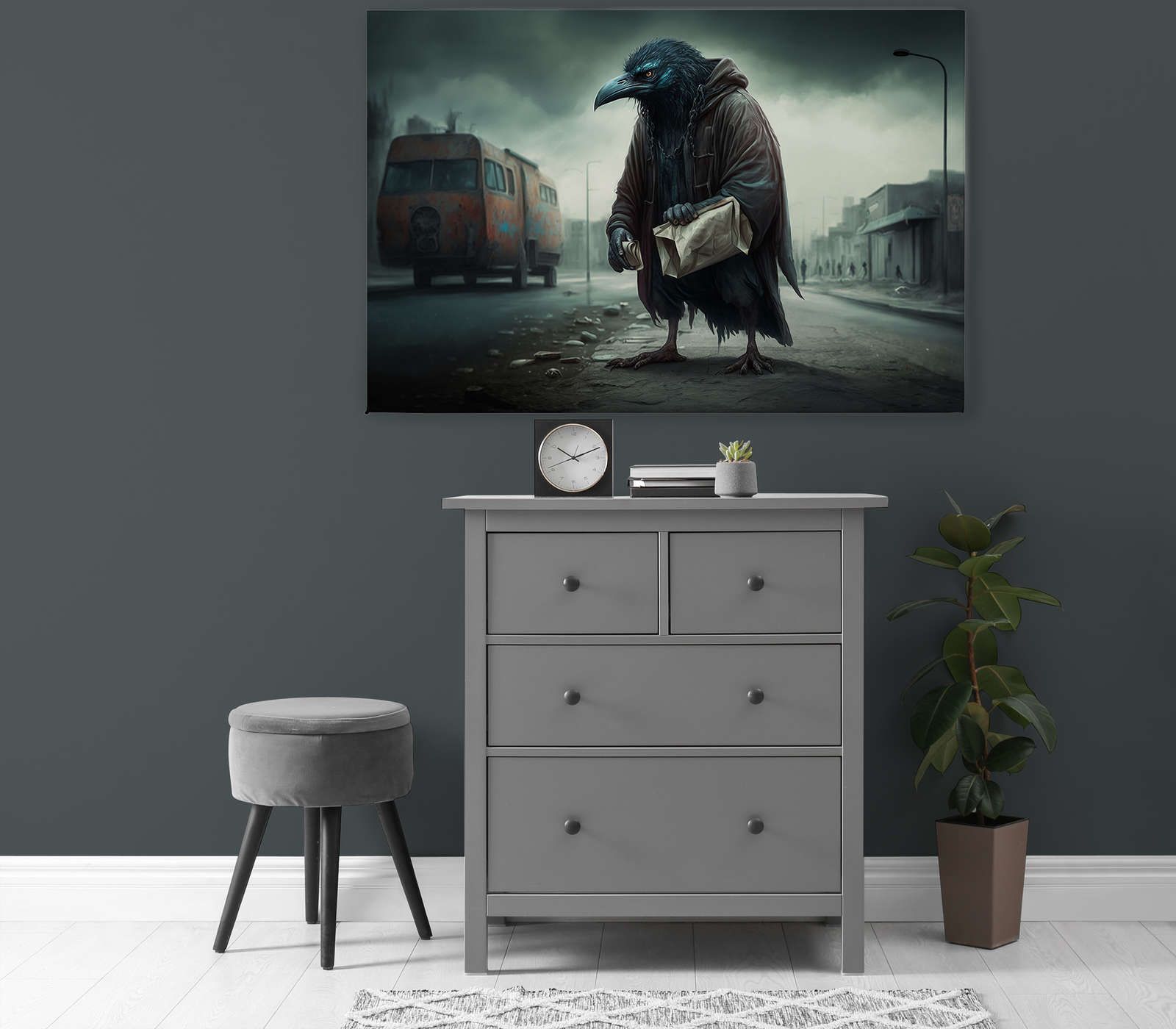             KI-Leinwandbild »Street Crow« – 120 cm x 80 cm
        