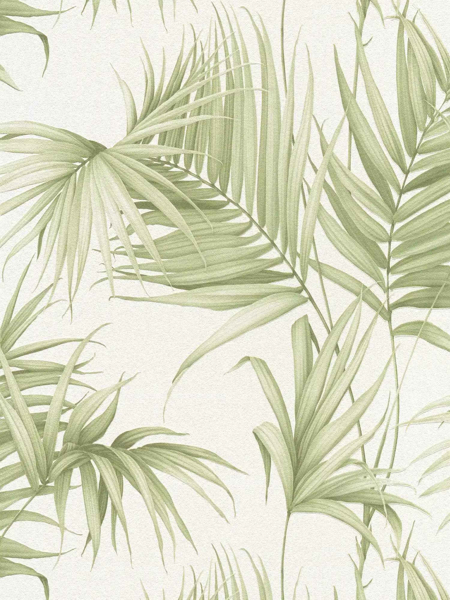 Blätter Tapete mit exotischen Farnblättern – Grün, Weiß
