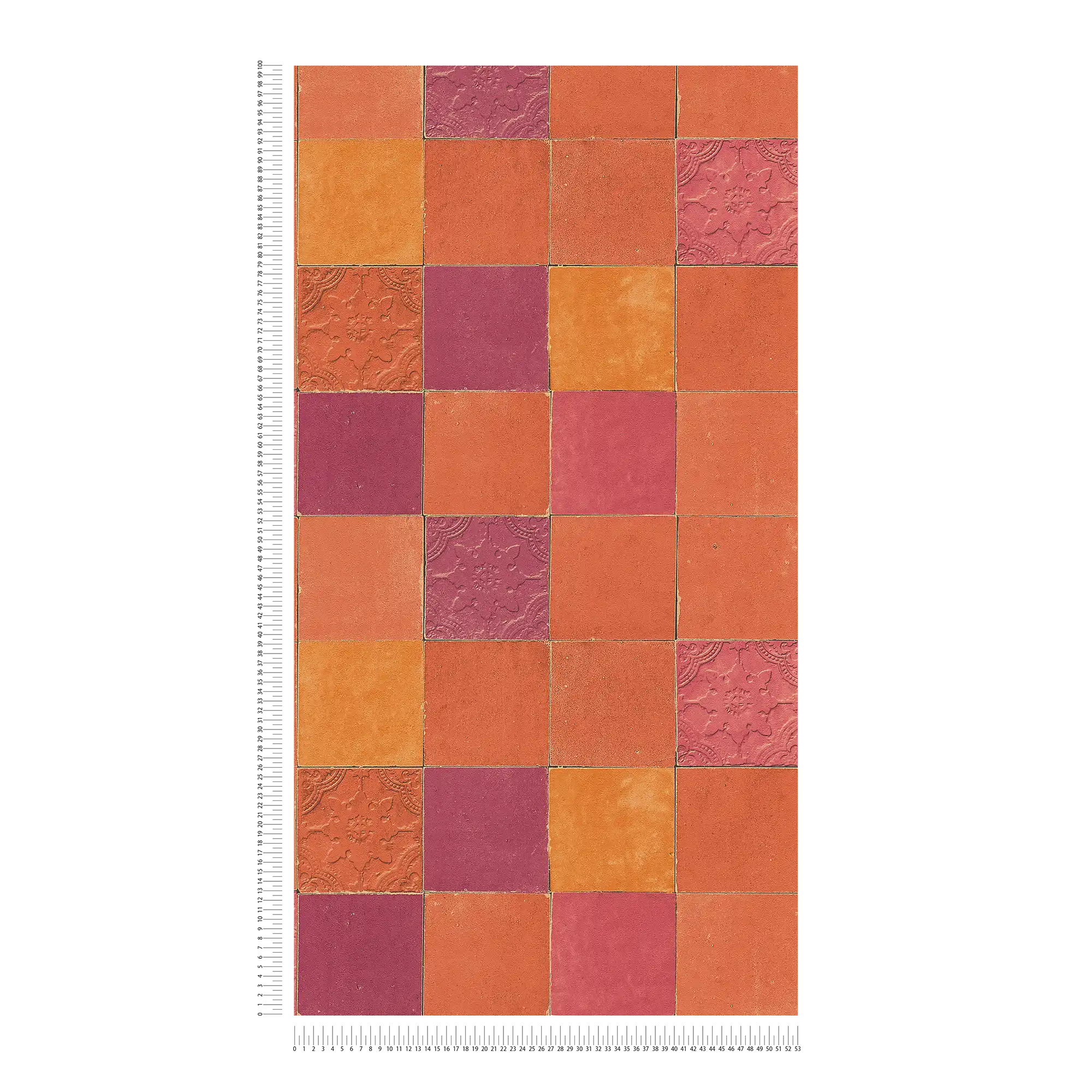             Fliesen-Tapete orientalisches Mosaik – Orange, Rot
        