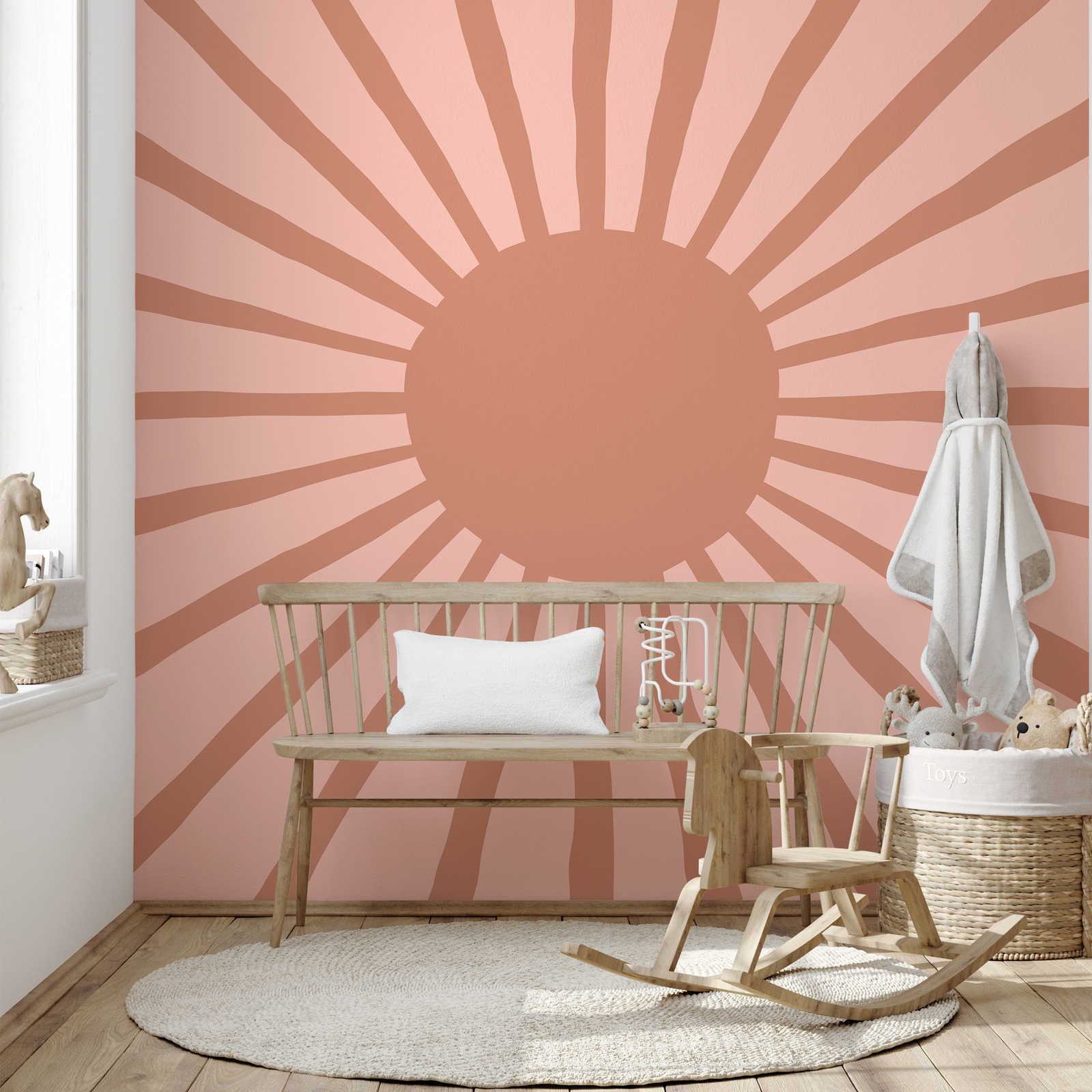 Fototapete abstrakte Sonne im gemalten Stil – Glattes & perlmutt-schimmerndes Vlies
