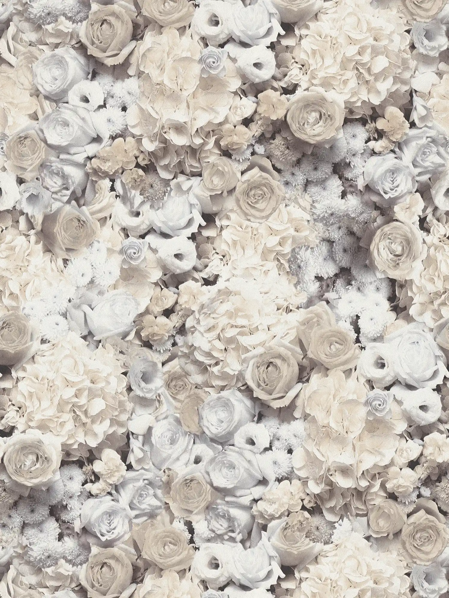 Tapete Rosen & Blüten Muster – Grau, Schwarz, Weiß
