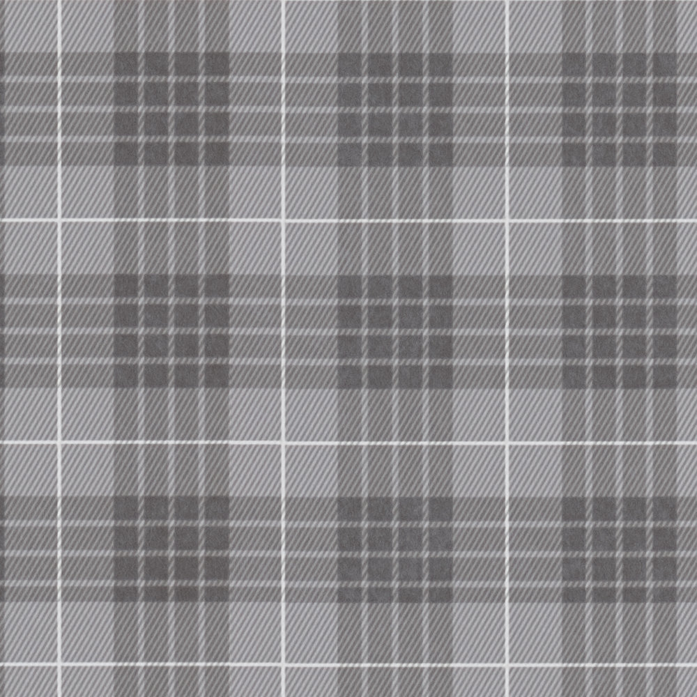             Vliestapete im schottischen Stofflook kariert – Grau, Weiß
        