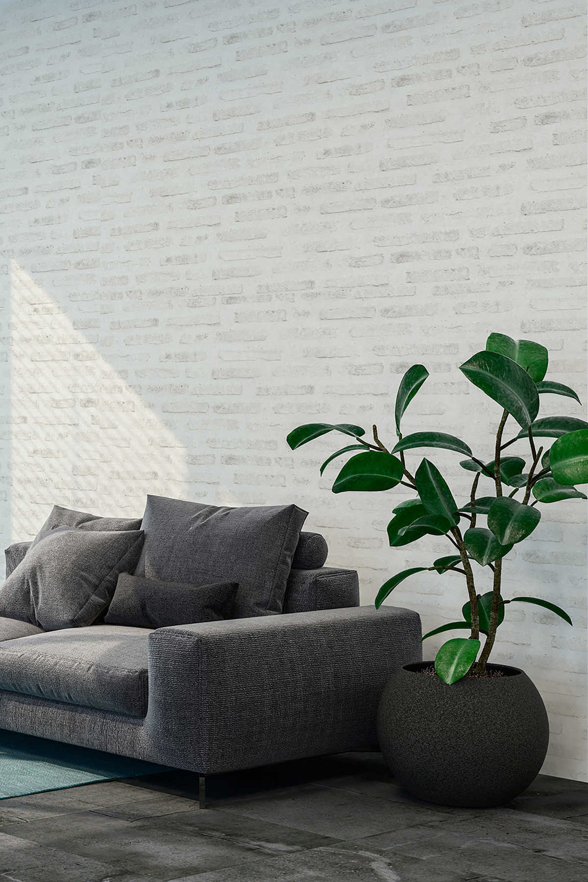             Industrial Style Tapete mit Steinoptik und Mauermotiv – Grau, Weiß
        