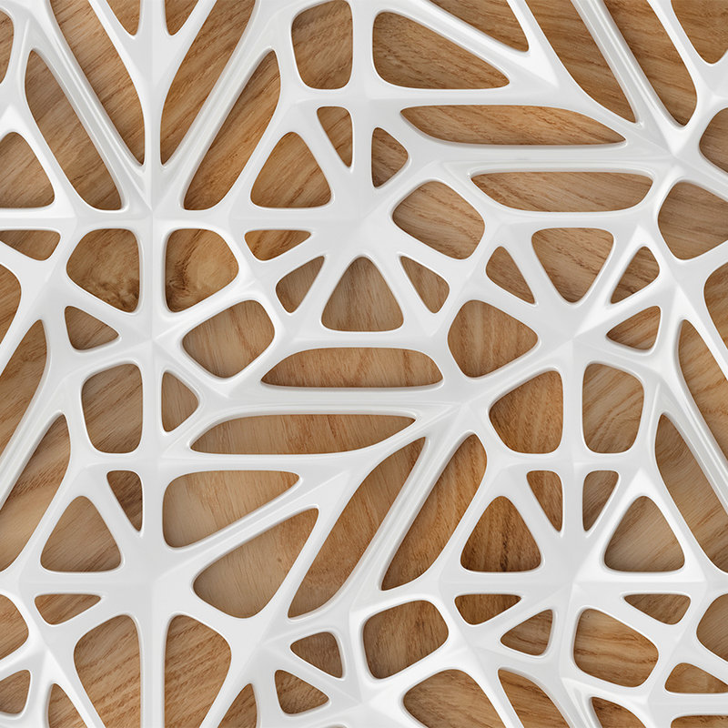         Holzoptik Fototapete modernes 3D Design – Weiß, Braun
    