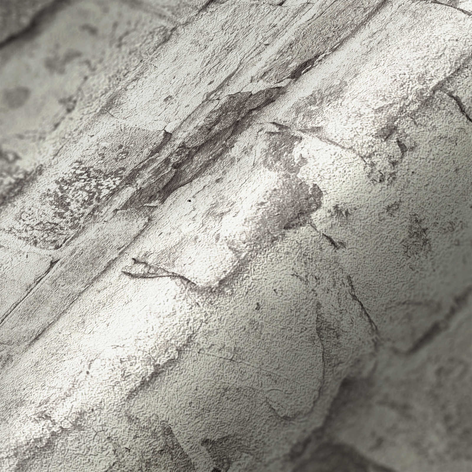             Ziegelmauer Vliestapete in Steinoptik – Grau, Grau, Weiß
        