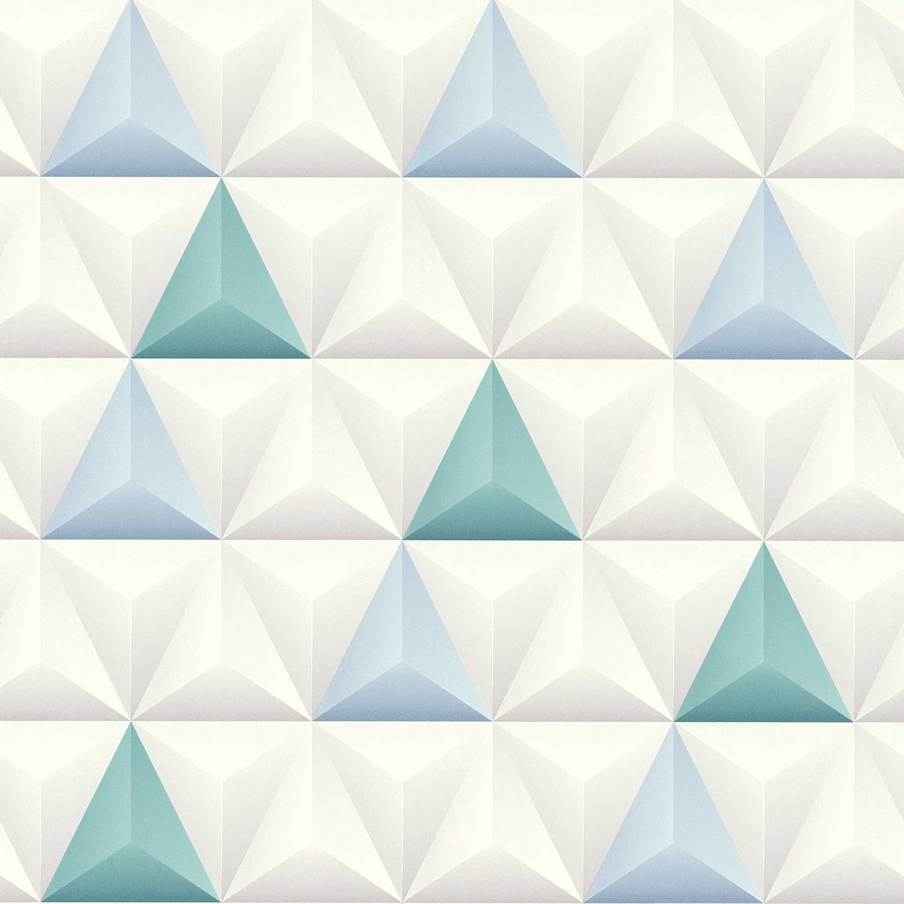         Moderne 3D Tapete Grafik Pyramiden Design – Blau, Weiß
    