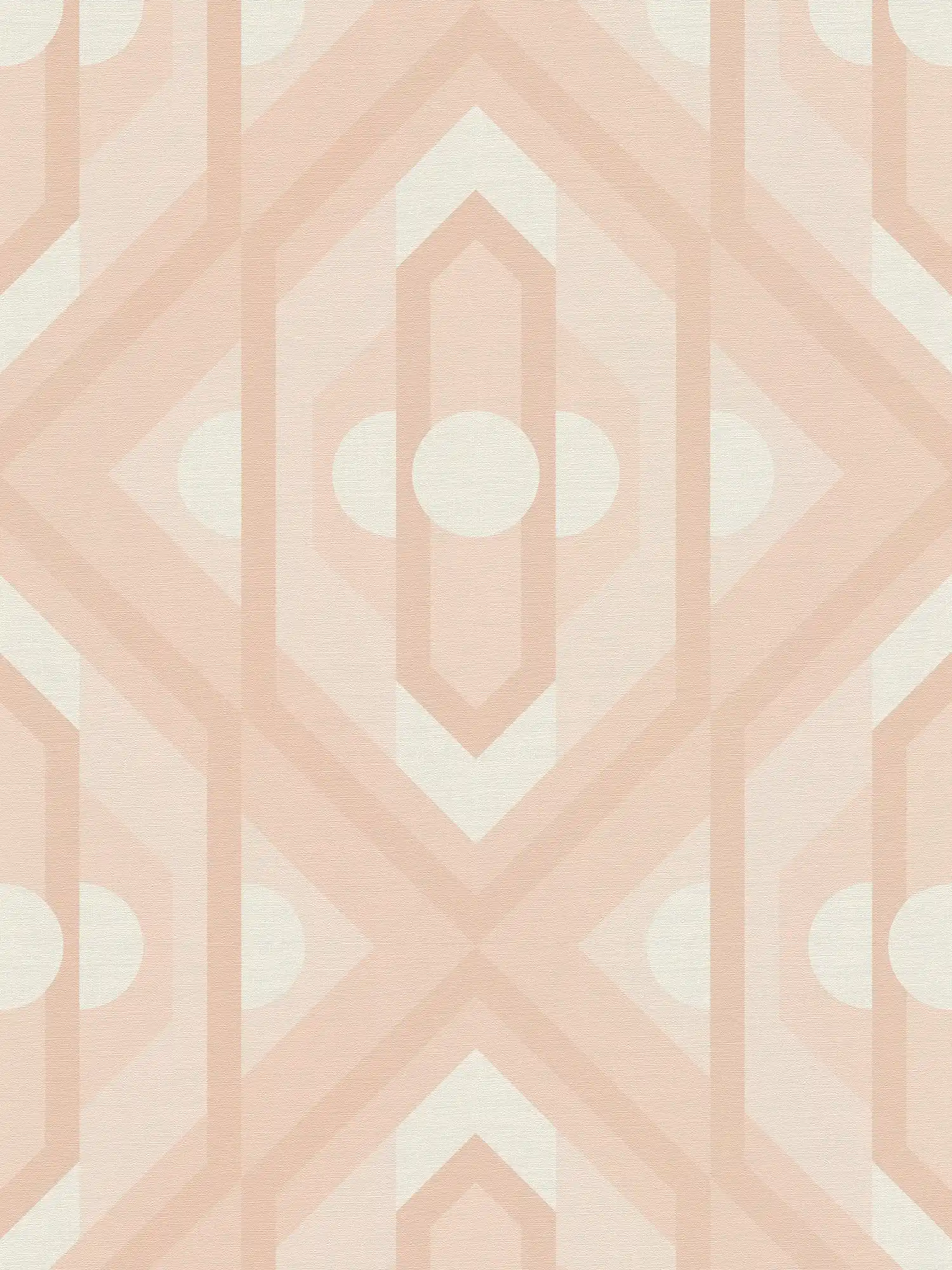Retro Tapete mit geometrischen Ornamenten in sanften Farben – Beige, Creme, Weiß
