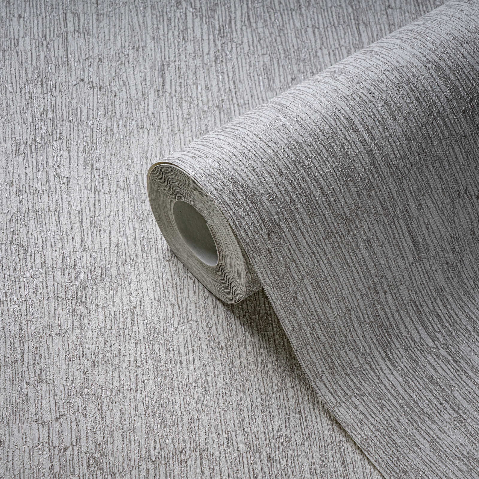             Vliestapete in Textiloptik leicht glänzend – Weiß, Grau, Silber
        