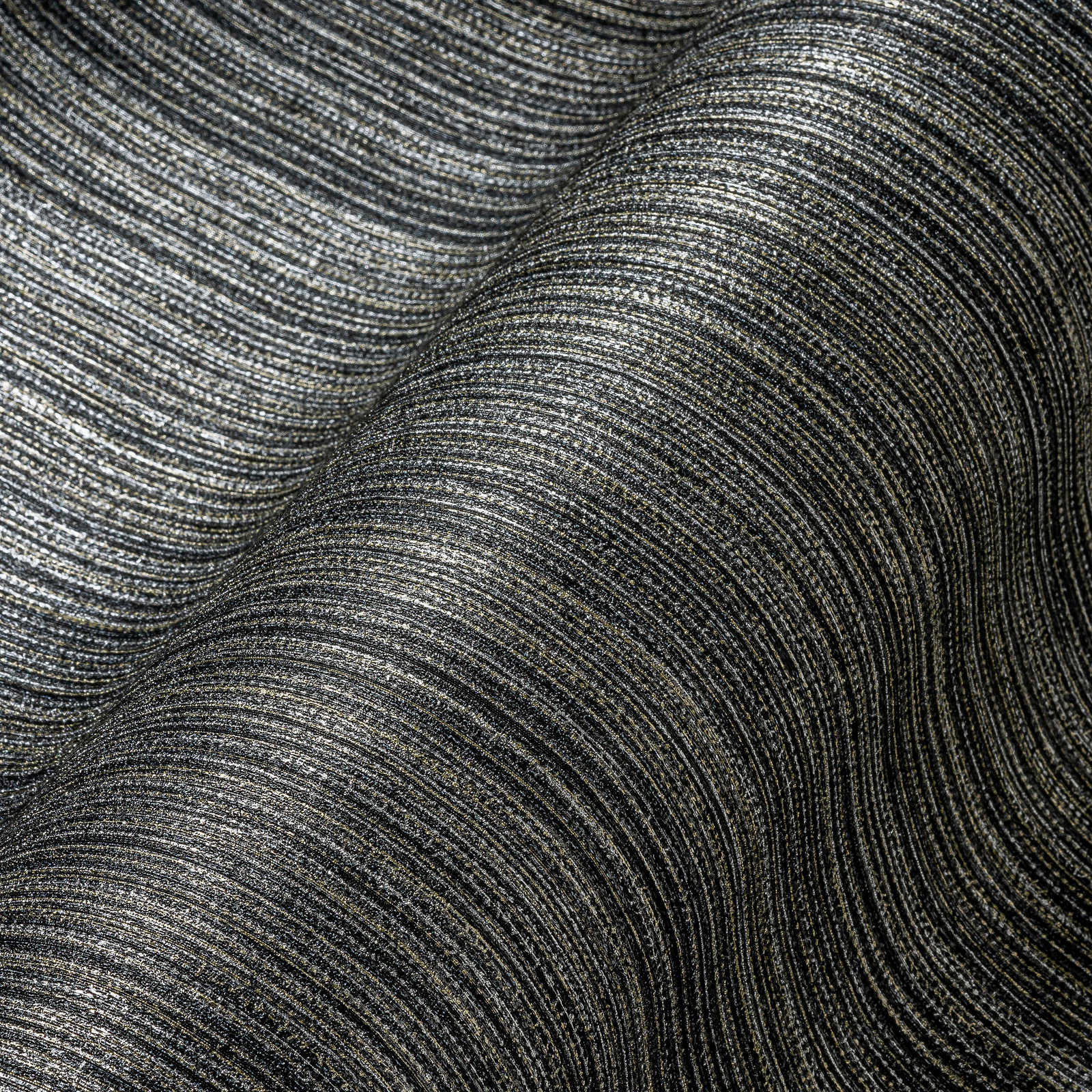             Tapete mit Textildesign und Linieneffekt – Schwarz
        