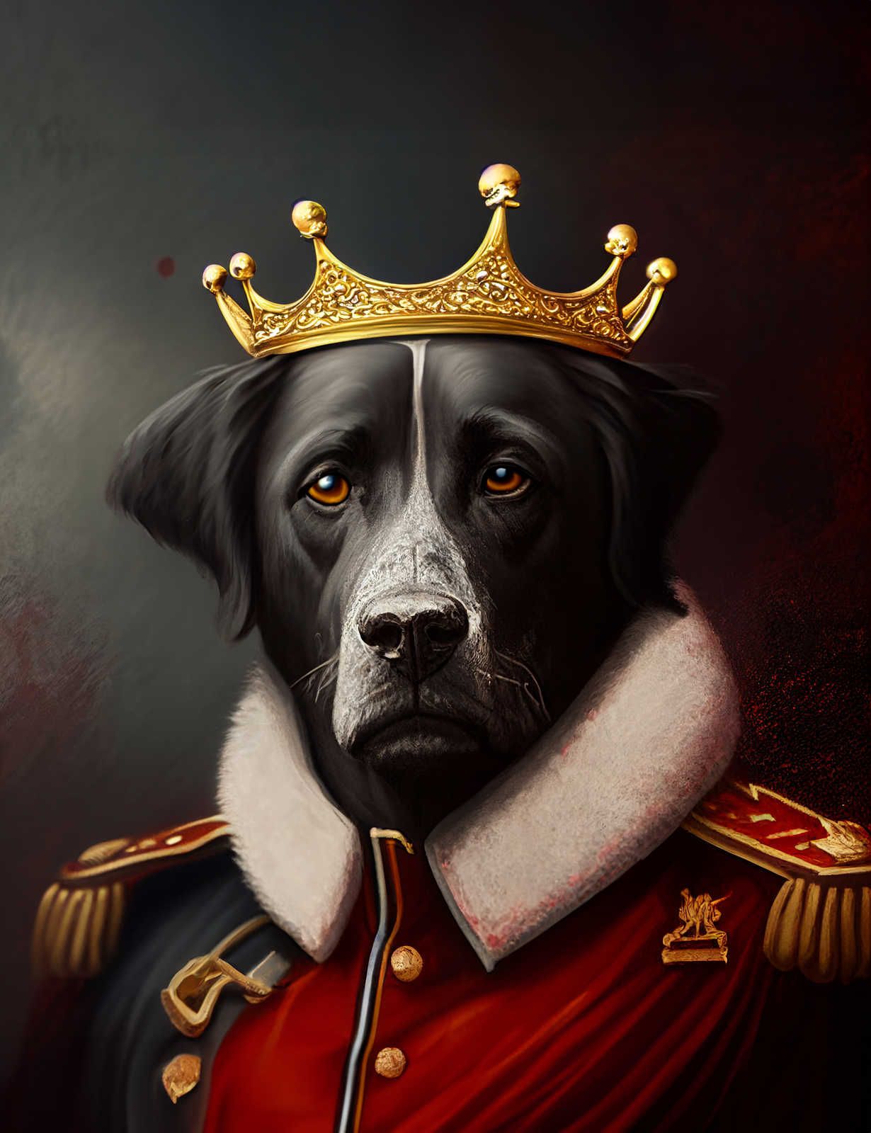             KI-Leinwandbild »Royal Dog« – 80 cm x 120 cm
        
