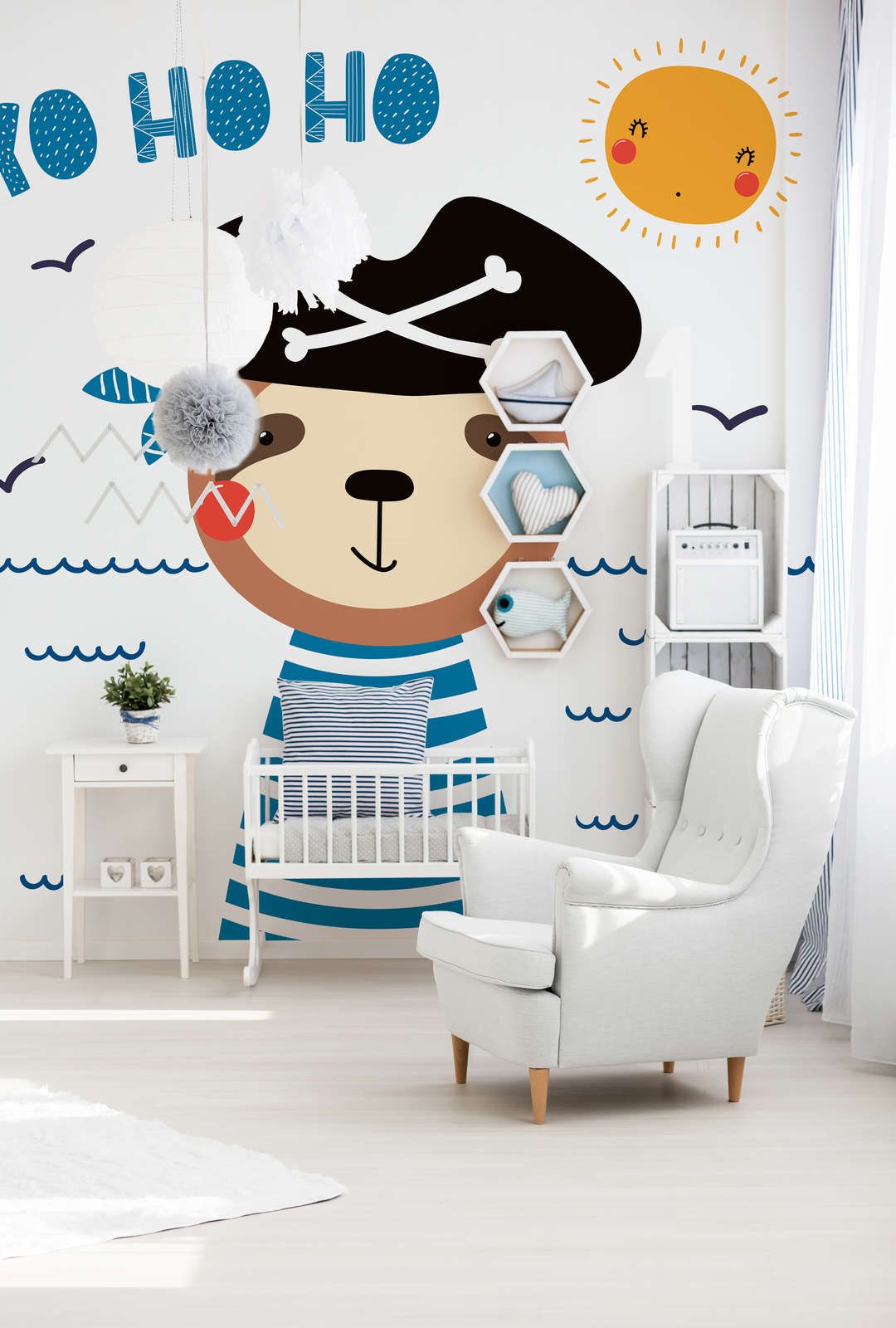             Fototapete fürs Kinderzimmer mit Bären-Pirat – Glattes & leicht glänzendes Vlies
        