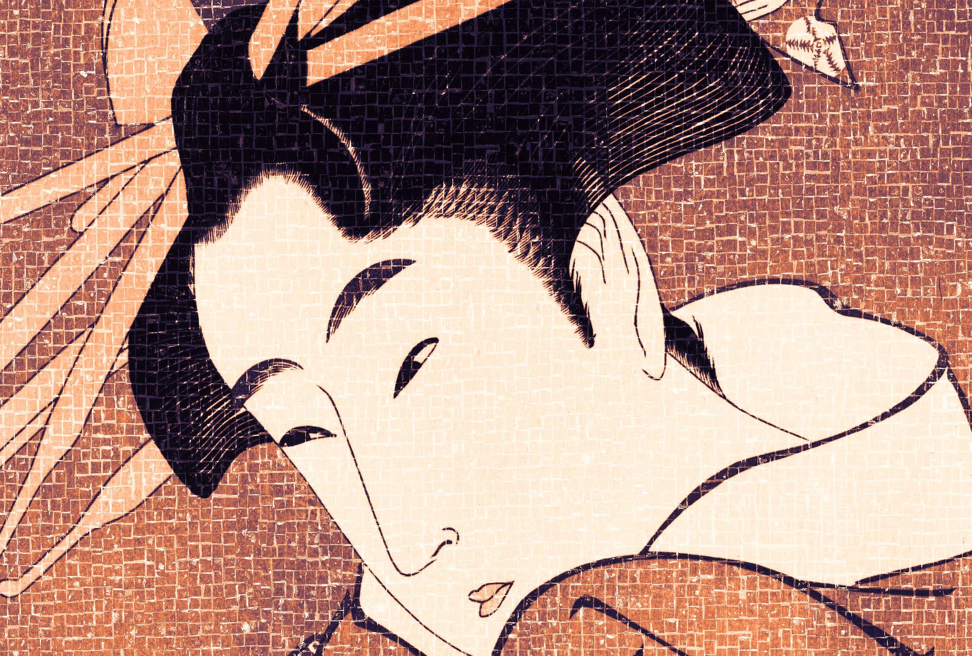             Fototapete Samurai, Asien Design im Pixel-Stil – Orange, Creme, Schwarz
        