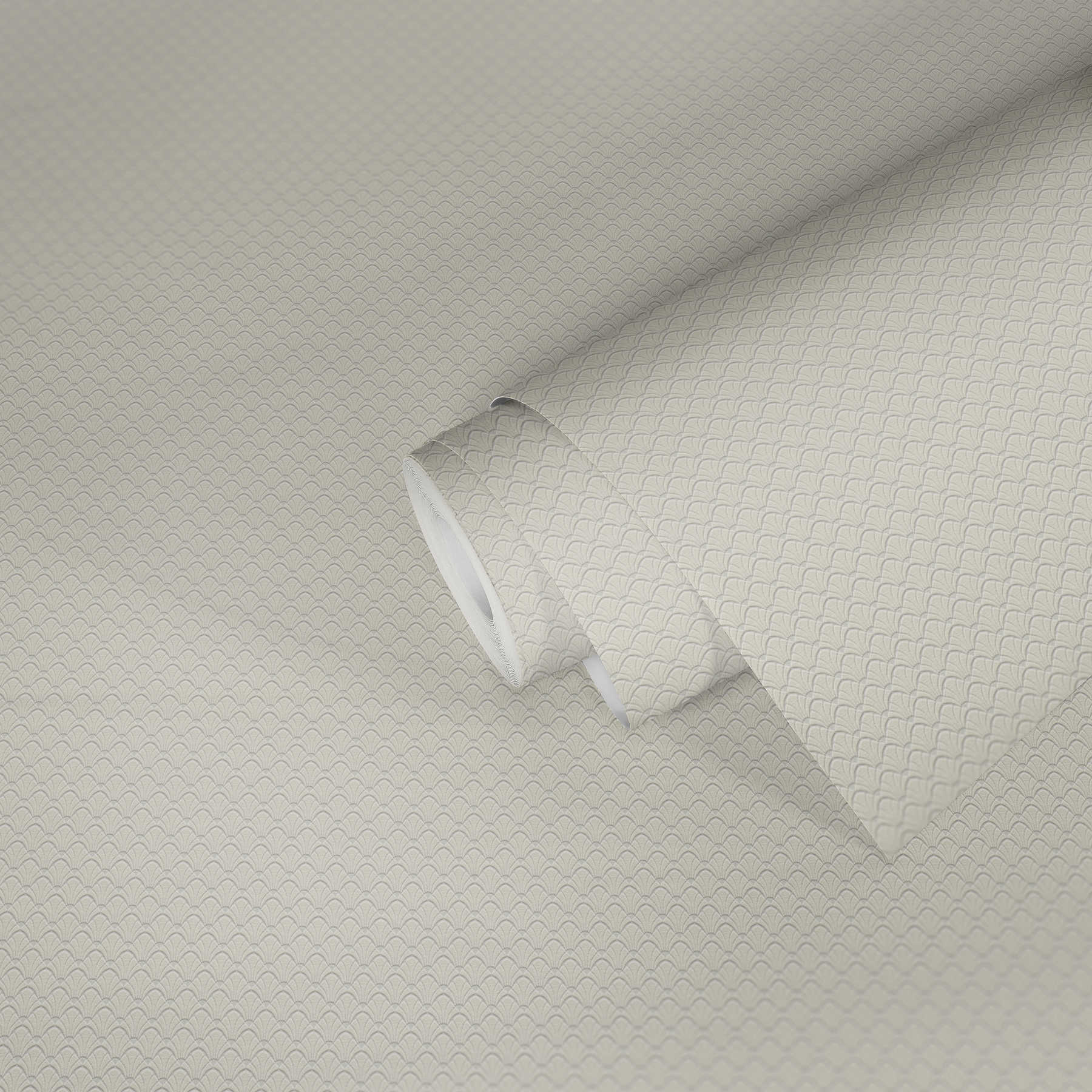             Tapete filigranes Strukturmuster im Muschel-Design – Creme, Weiß
        