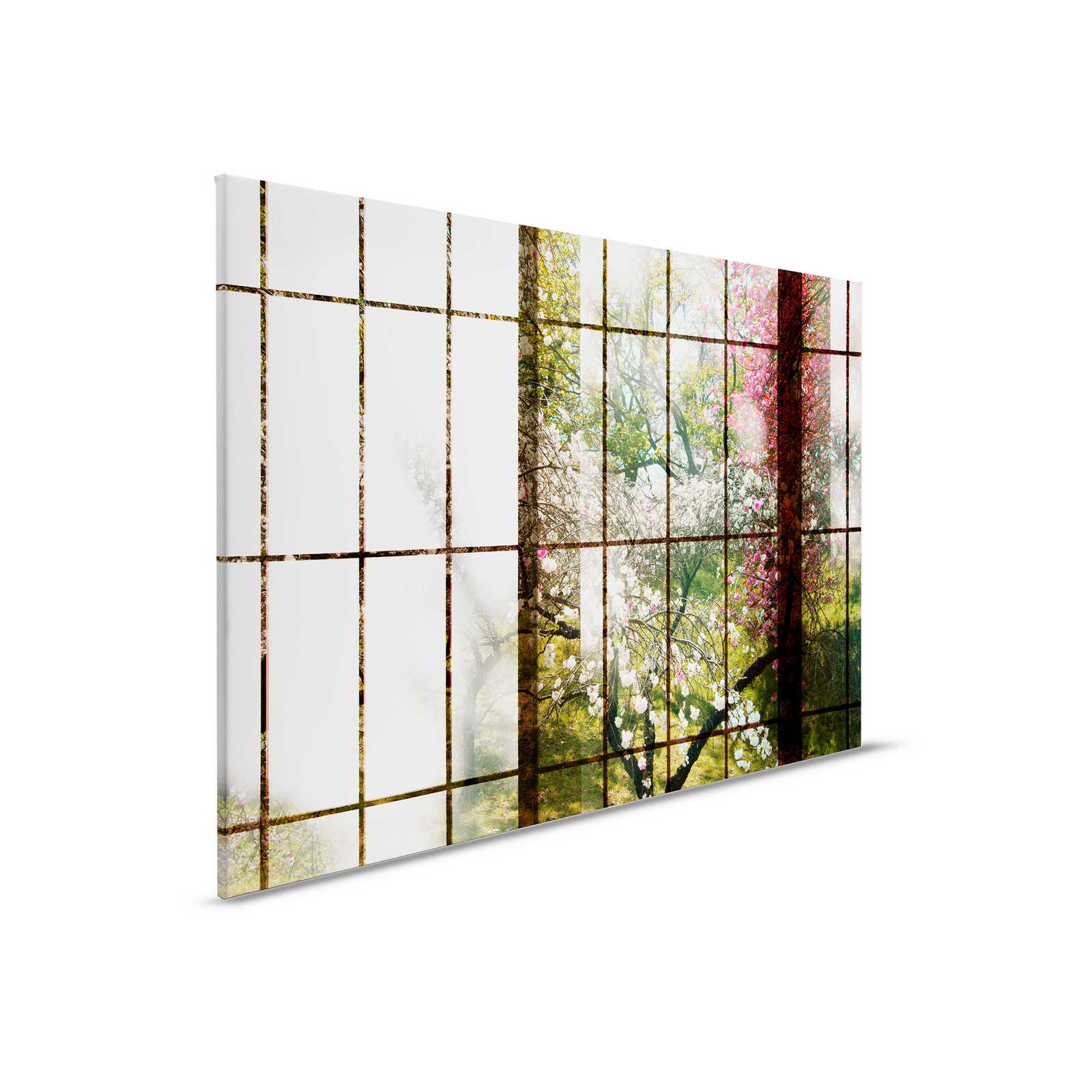         Orchard 1 - Leinwandbild, Fenster mit Garten Ausblick – 0,90 m x 0,60 m
    