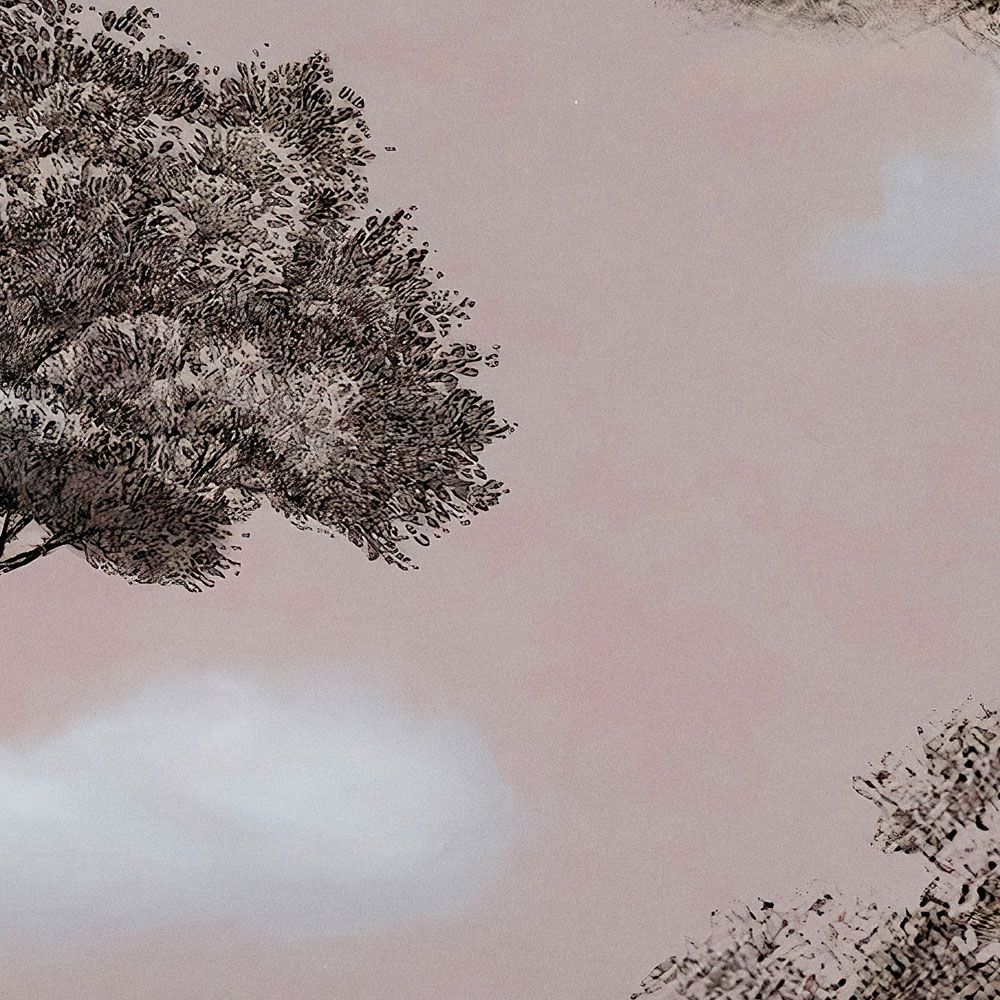             Fototapete »skye 1« - Regenwald vor Wolken – Sepia | Glattes, leicht perlmutt-schimmerndes Vlies
        