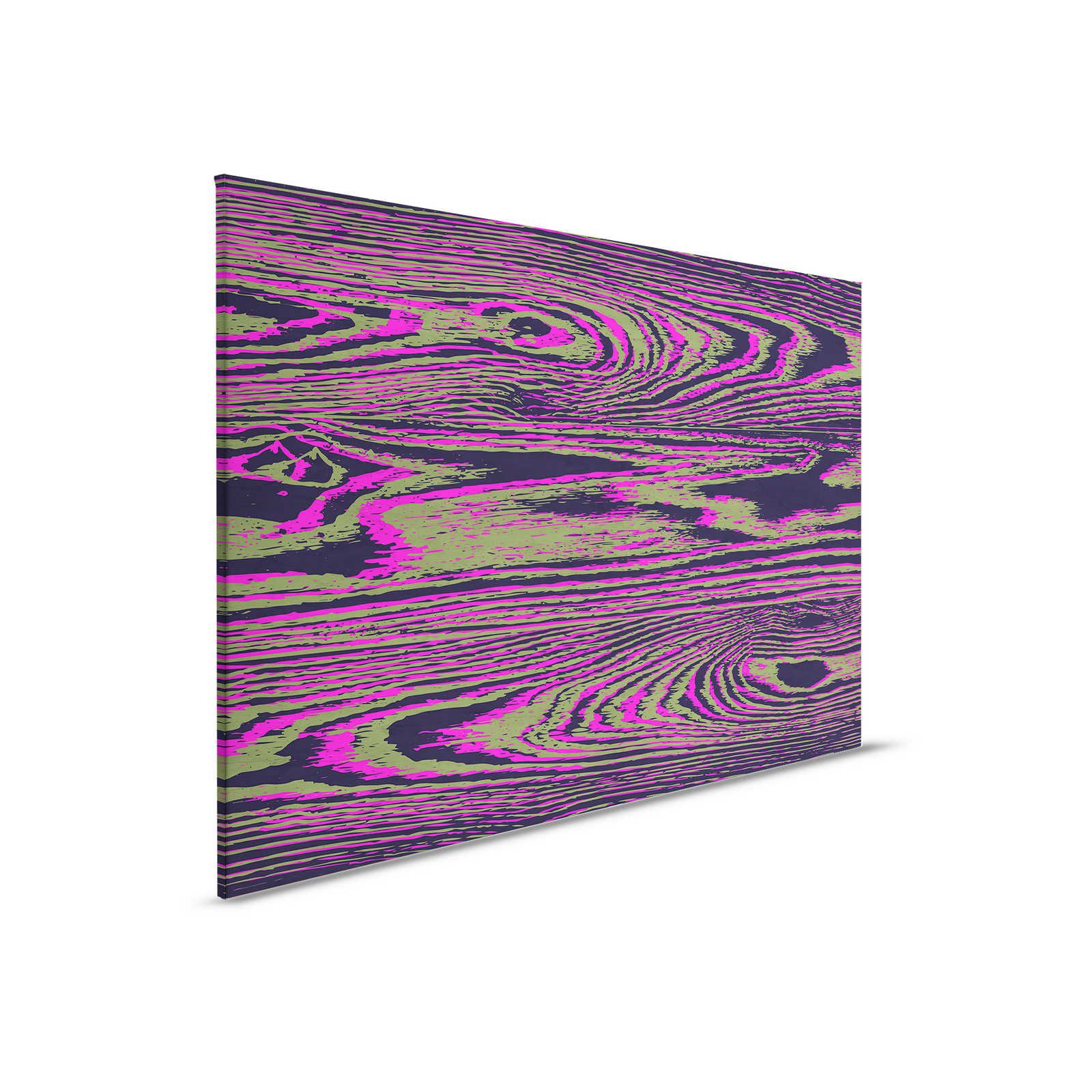         Kontiki 2 - Leinwandbild Neonfarbene Holzmaserung, Pink & Schwarz – 0,90 m x 0,60 m
    