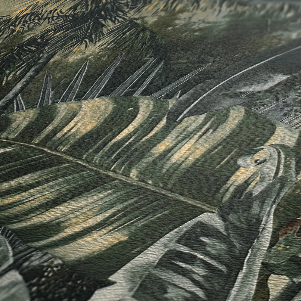             Palmentapete Dschungel Muster, moderner Kolonialstil – Grün
        