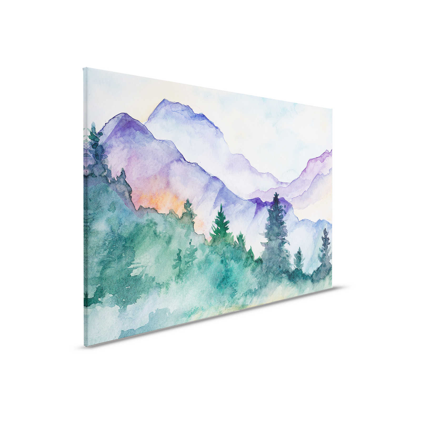 Leinwandbild mit Wasserfarben gemalte Berglandschaft – 0,90 m x 0,60 m
