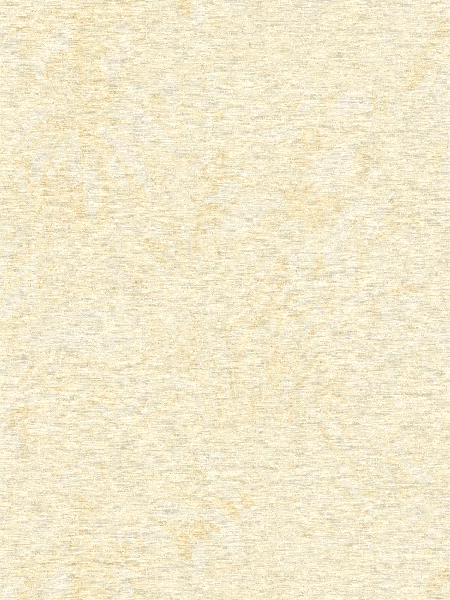 Tapete mit verblasstem Blatt Muster in Dschungel Optik – Beige, Gelb, Gold
