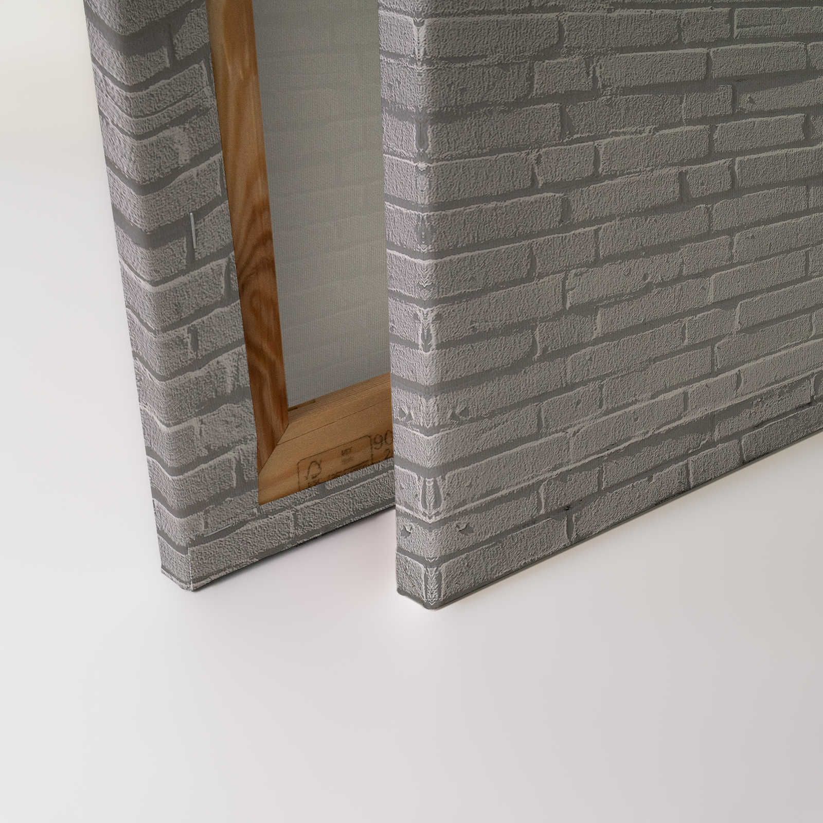             Leinwandbild graue Ziegelmauer in 3D Look – 0,90 m x 0,60 m
        