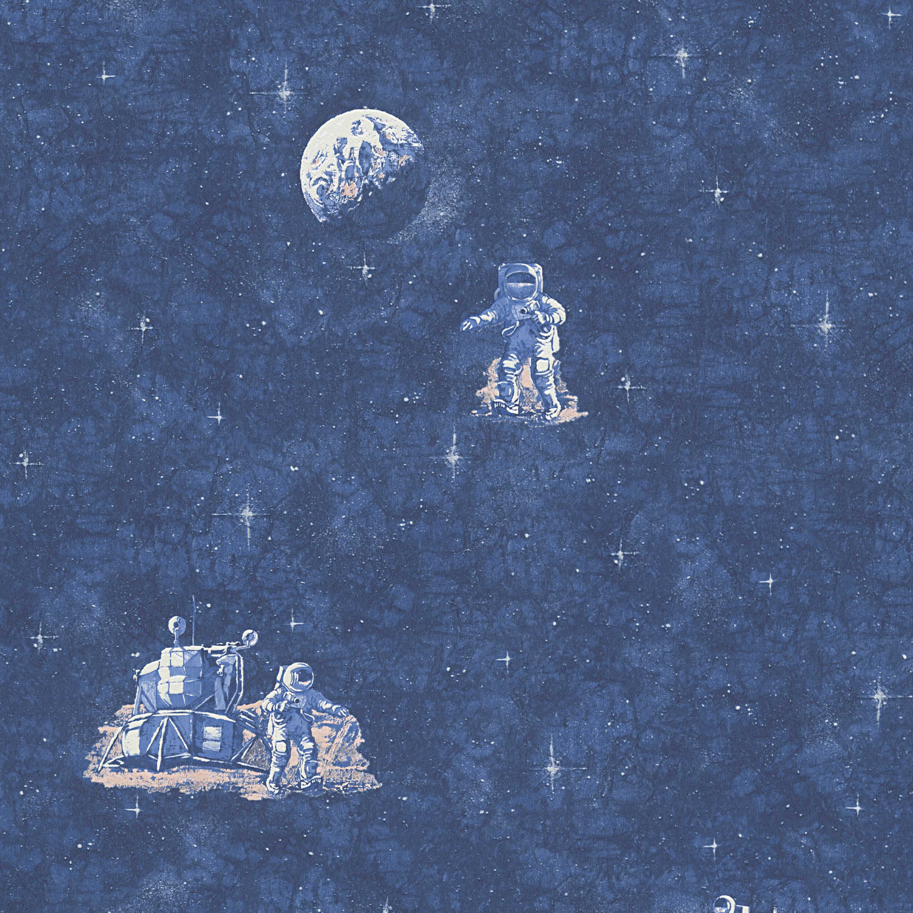 Kinderzimmer Tapete Astronaut, Weltall & Sterne – Blau, Weiß

