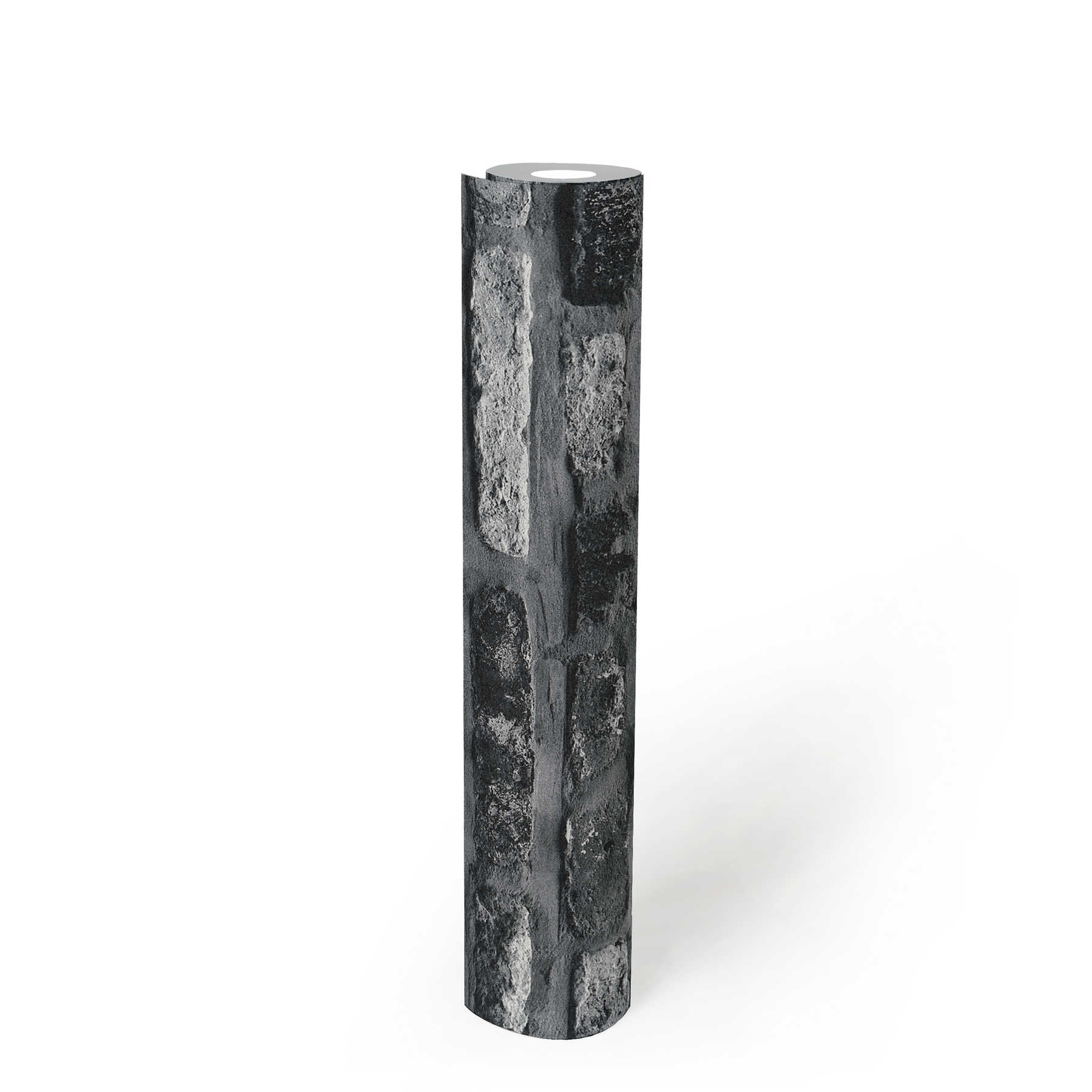             Vliestapete mit Steinoptik, dunkles Backsteinmauerwerk – Grau, Schwarz
        