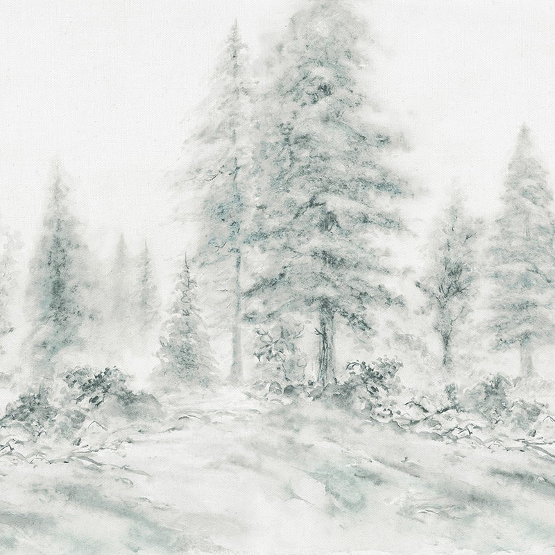 Fototapete Wald im Aquarell-Stil, Bäume & Landschaft – Grau, Weiß
