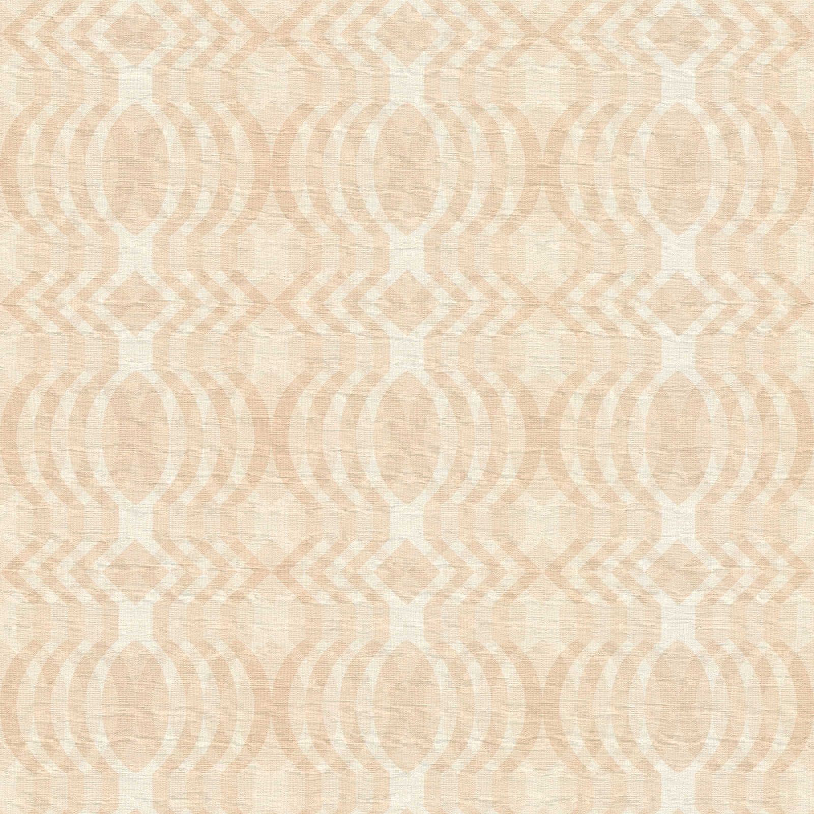         leicht strukturierte Retro Tapete mit geometrischem Muster – Beige, Creme, Weiß
    