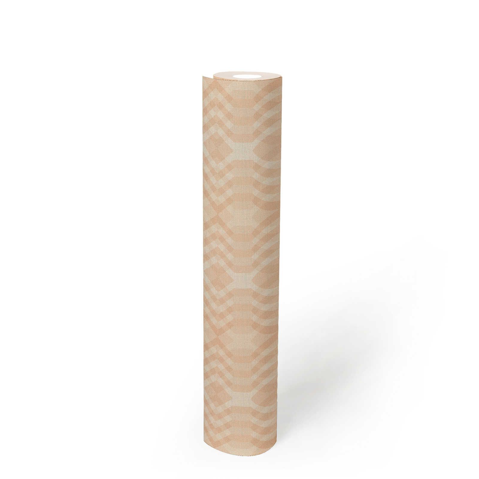             leicht strukturierte Retro Tapete mit geometrischem Muster – Beige, Creme, Weiß
        