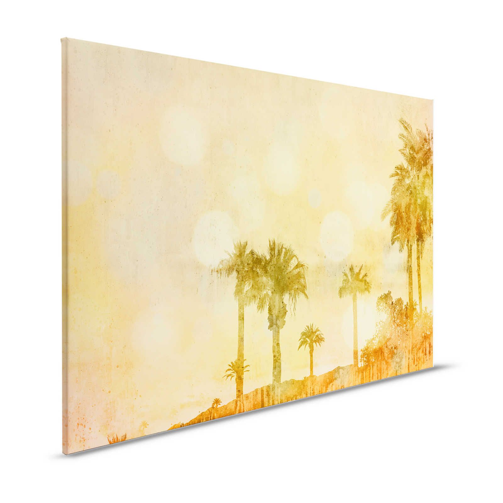 Leinwandbild Palmenstrand im Sonnenuntergang mit Lichteffekt – 1,20 m x 0,80 m
