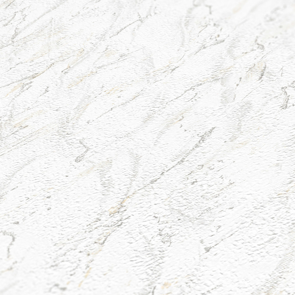             Strukturtapete mit Prägemuster & Marmor-Effekt – Grau, Weiß
        