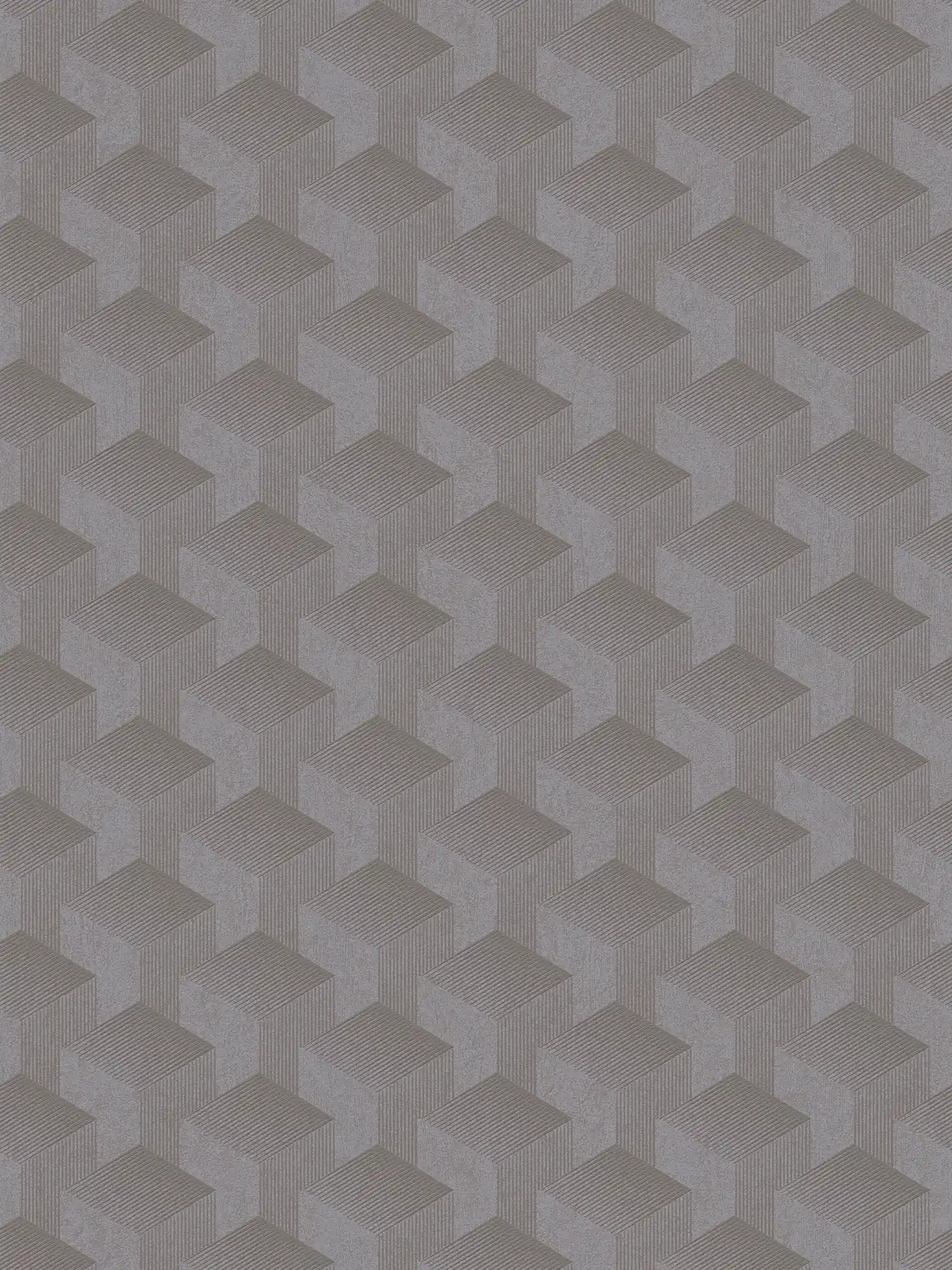 Geometrische Tapete mit 3D Grafik Muster matt – Grau
