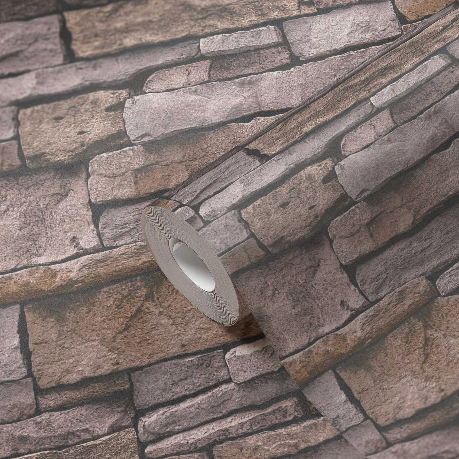             Steinoptik Vliestapete mit Natursteinmauer – Beige, Braun
        