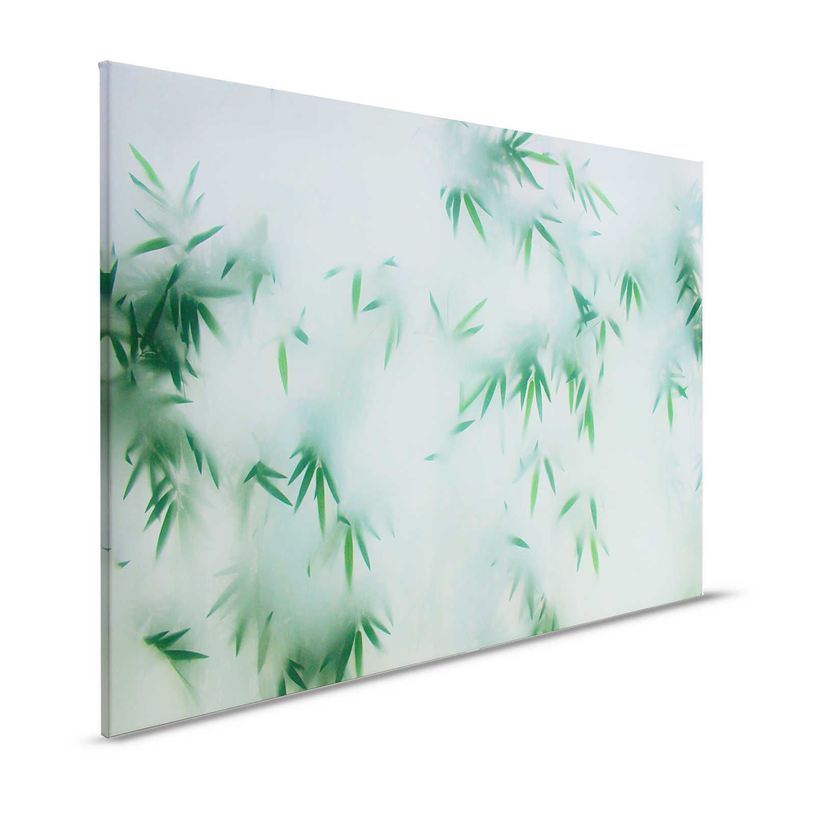 Panda Paradise 1 - Bambus Leinwandbild Grüne Blätter im Nebel – 1,20 m x 0,80 m
