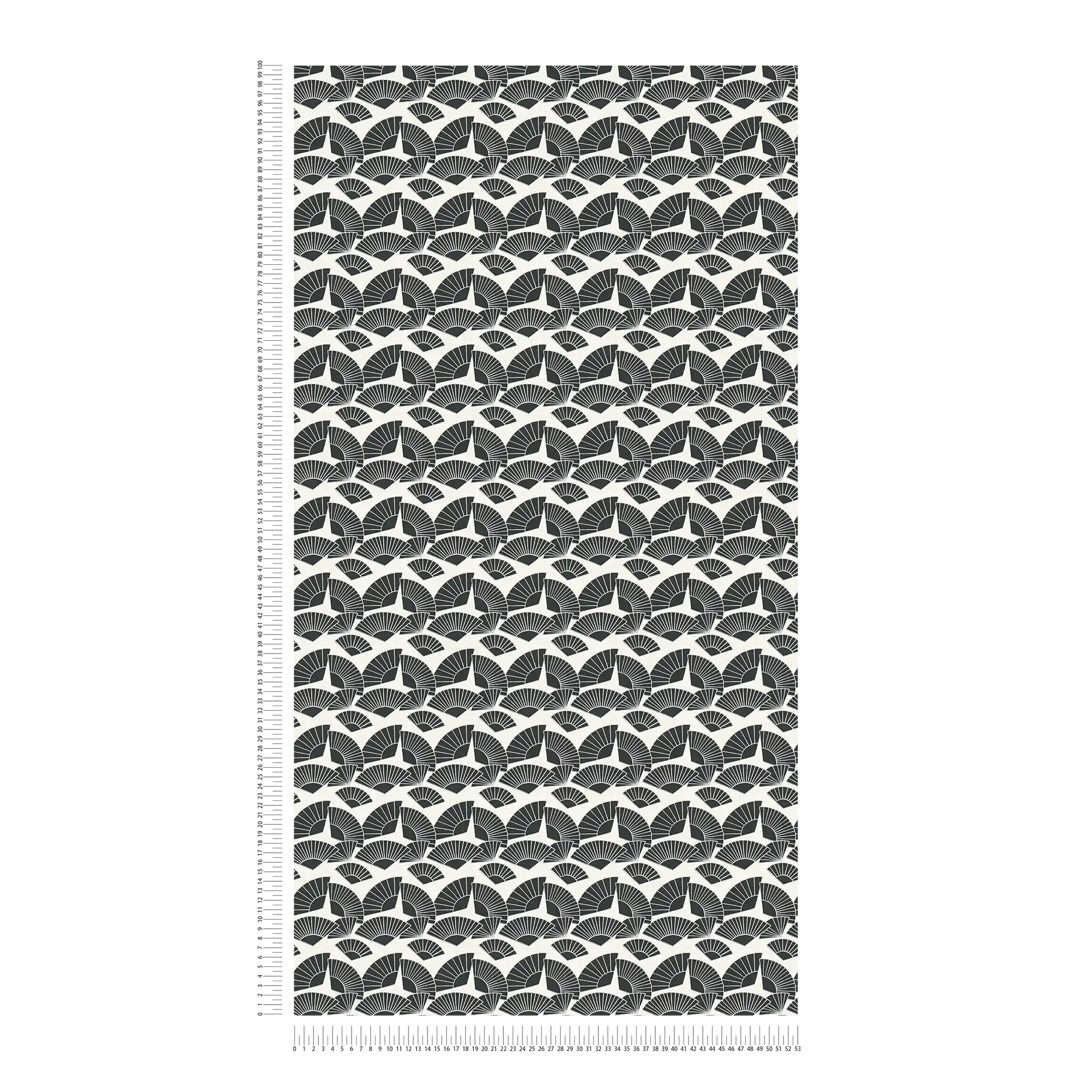            Tapete Karl LAGERFELD Fächer Muster – Metallic, Schwarz, Weiß
        