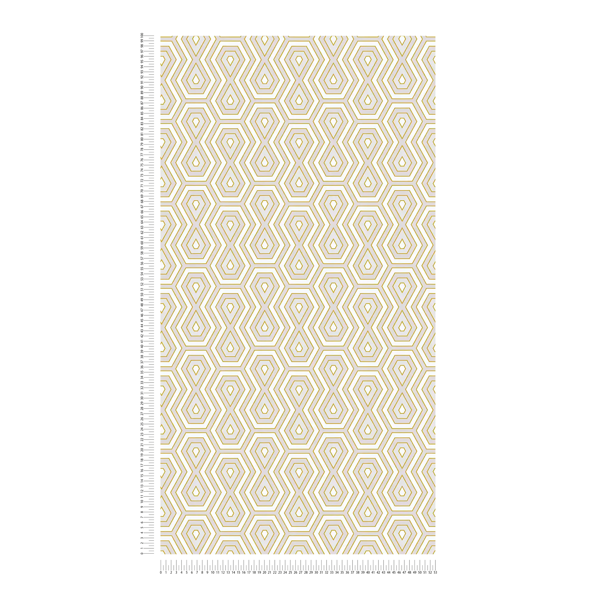             Tapete Grau & Gold mit Grafik Design im Retro Stil – Gold, Weiß, Grau
        