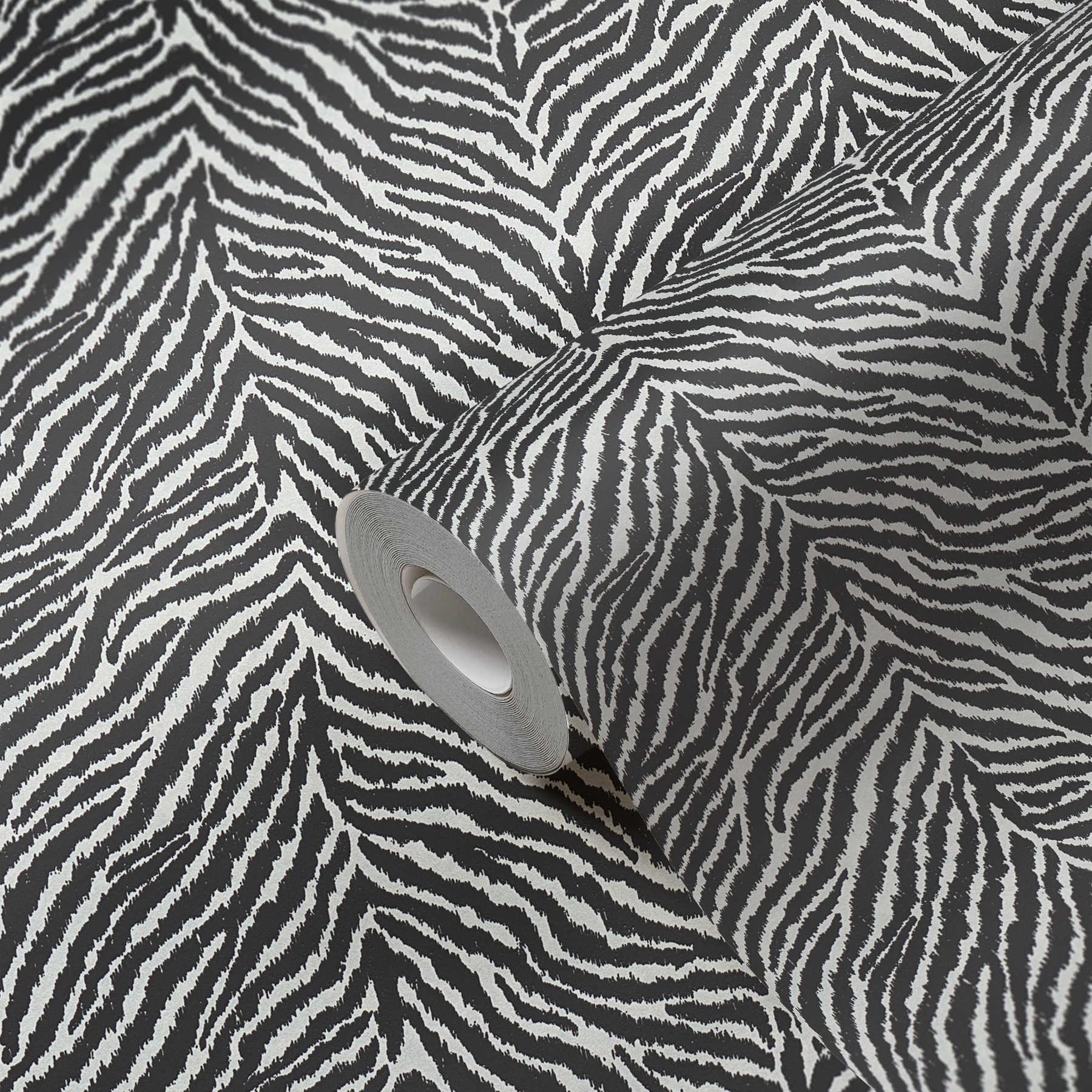             Animal Print Vliestapete Zebra-Muster – Schwarz, Weiß
        