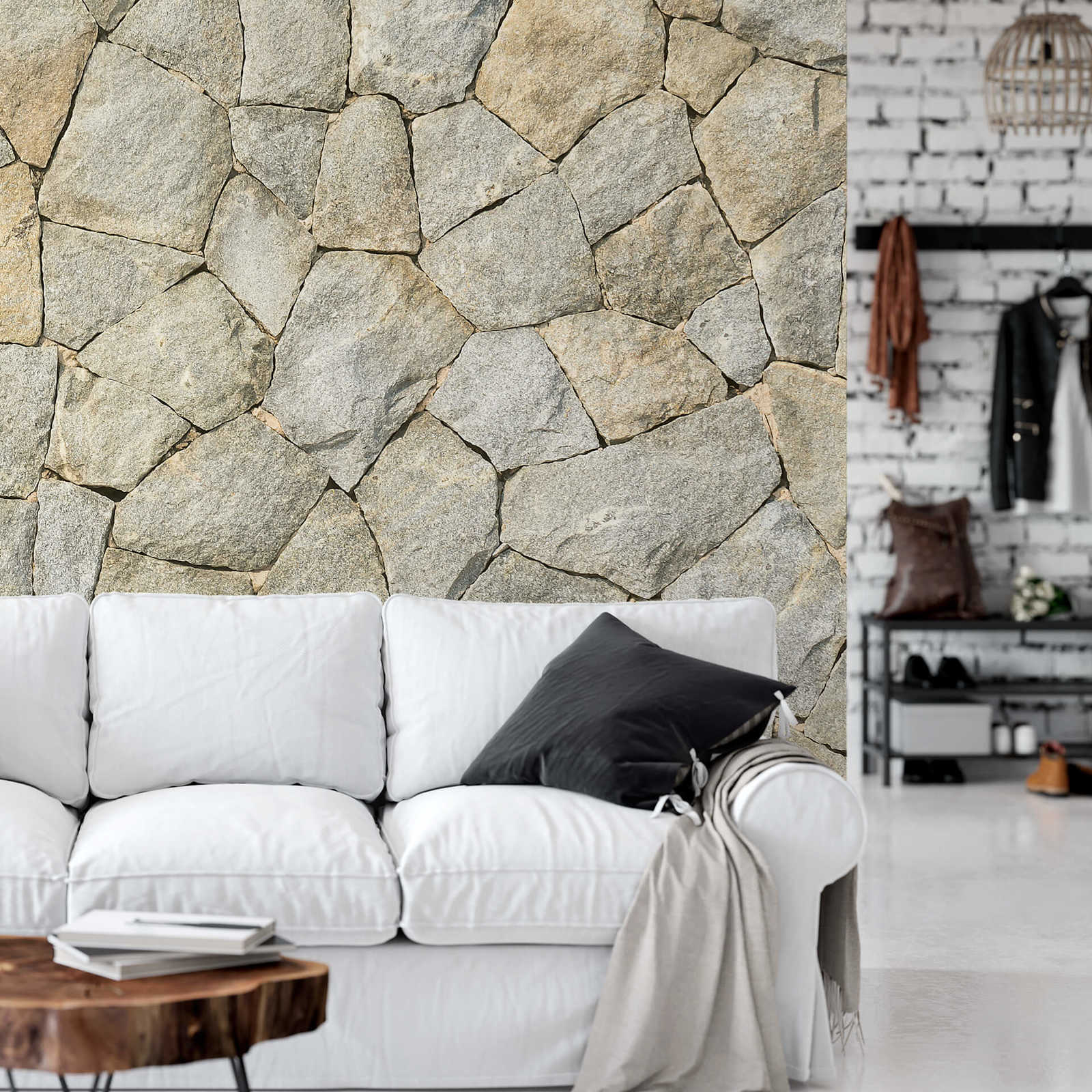             Fototapete 3D Natursteinoptik Wand – Grau
        